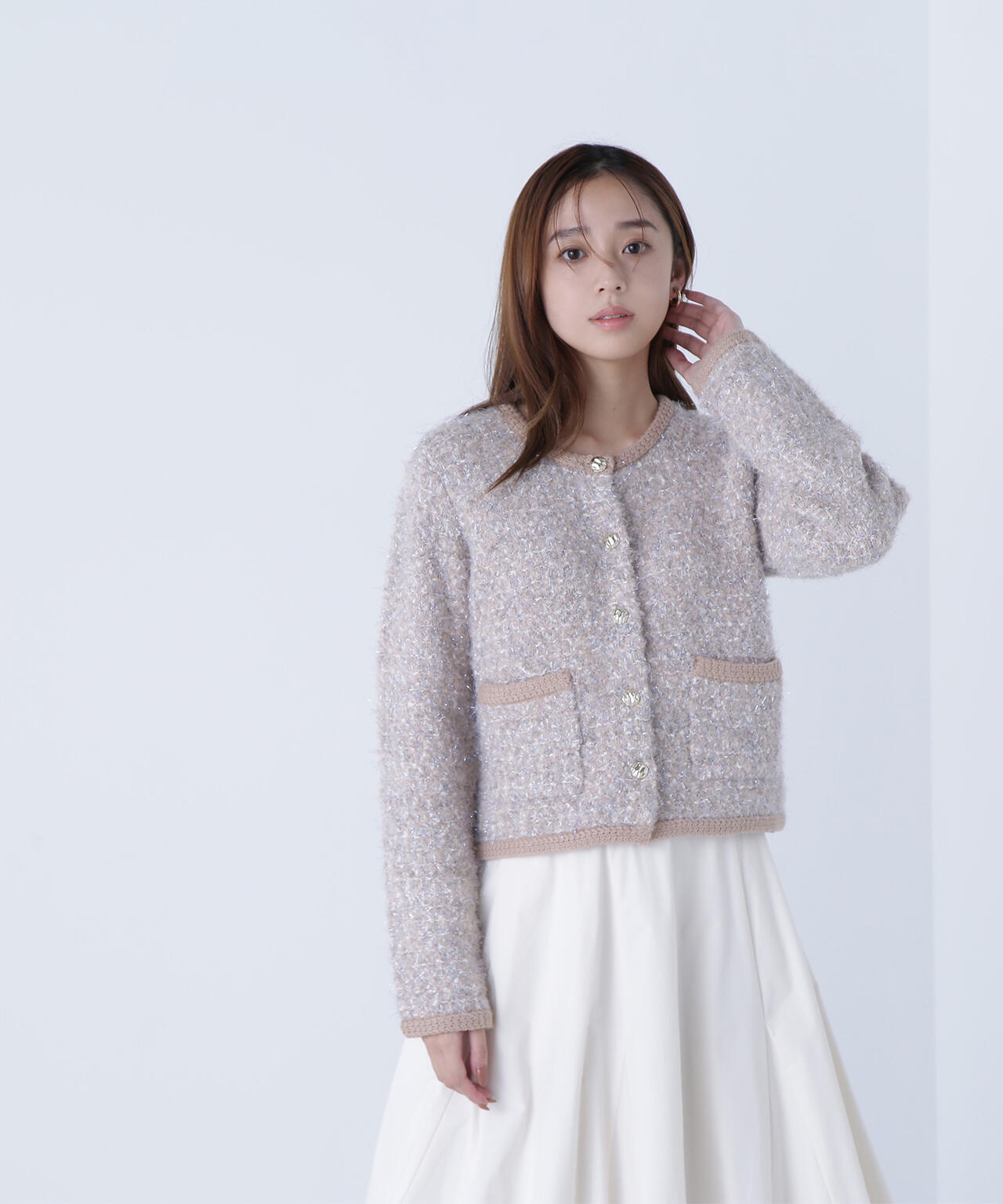 ラメツイードニットジャケット