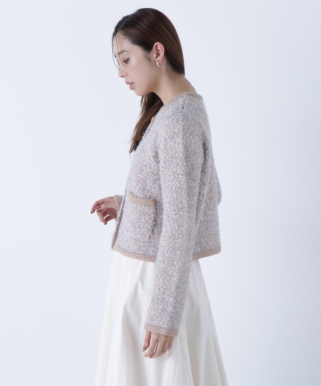 ラメツイードニットジャケット