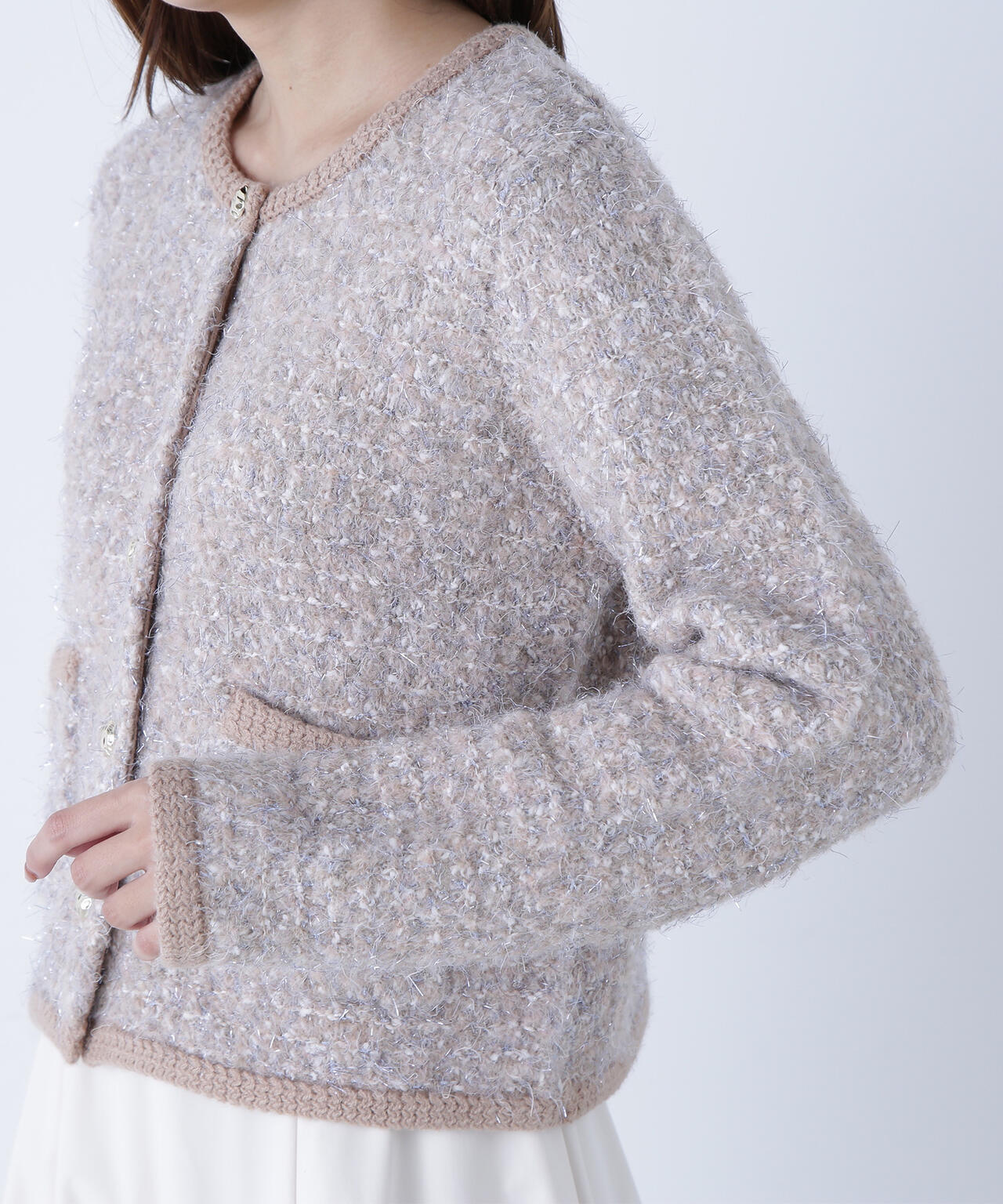 ラメツイードニットジャケット