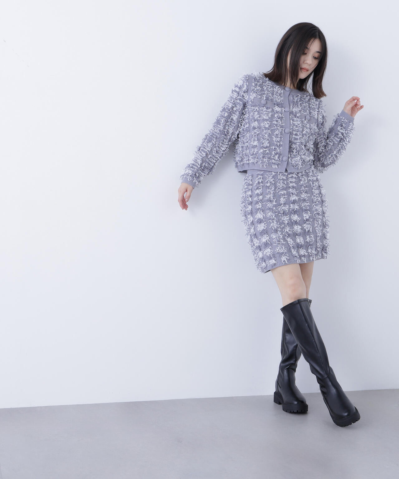 フリンジニット SETUP ツイードジャケット