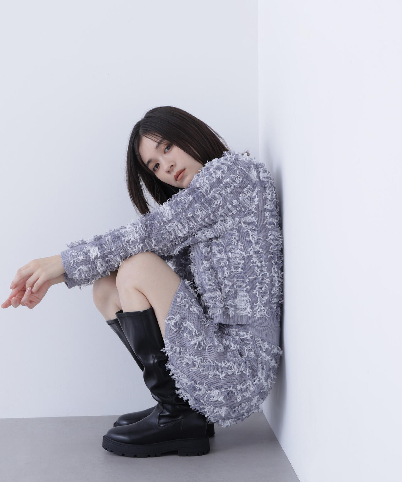 フリンジニット SETUP ツイードジャケット