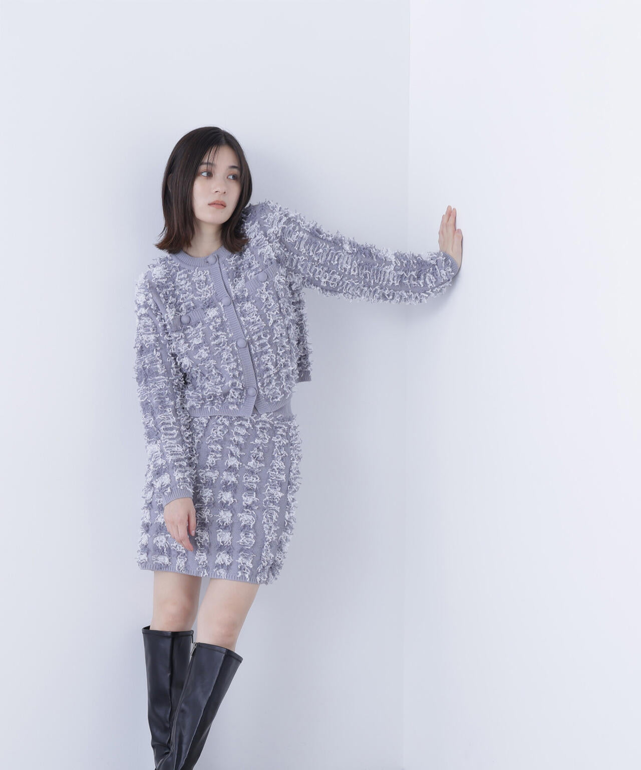 フリンジニット SETUP ツイードジャケット