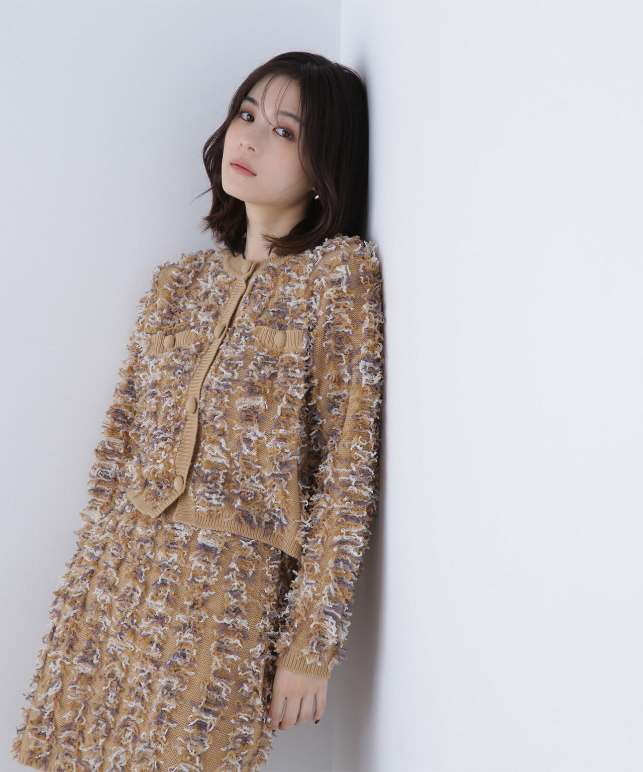 フリンジニット SETUP ツイードジャケット