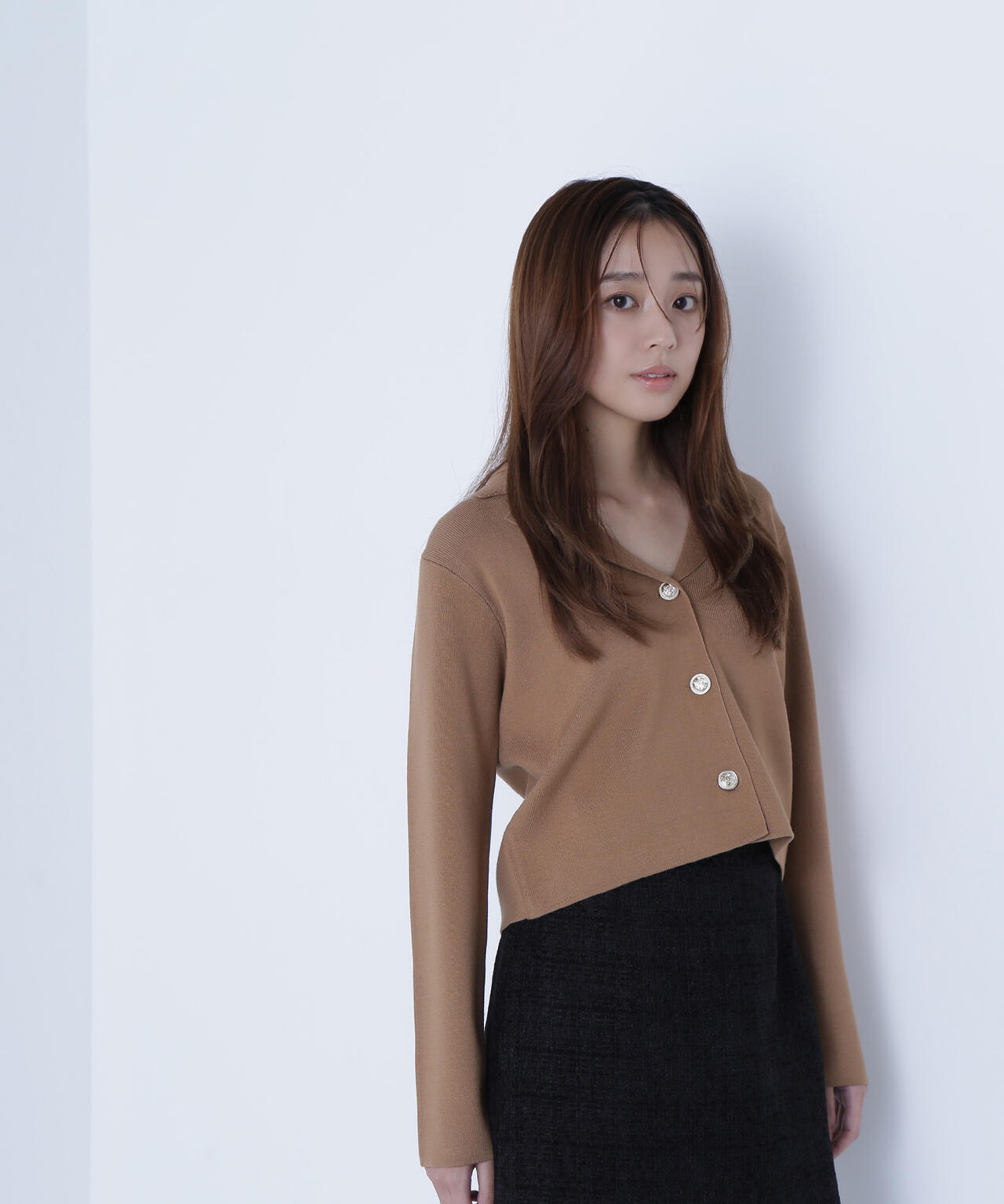 襟付きメタルボタンニットジャケット