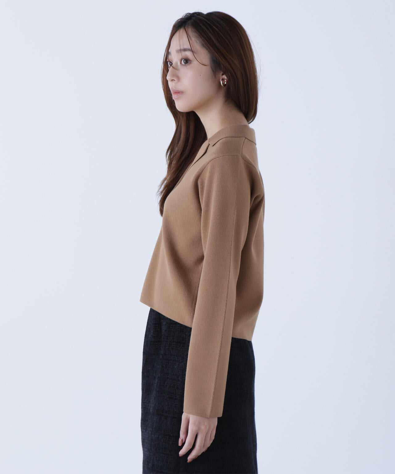 襟付きメタルボタンニットジャケット