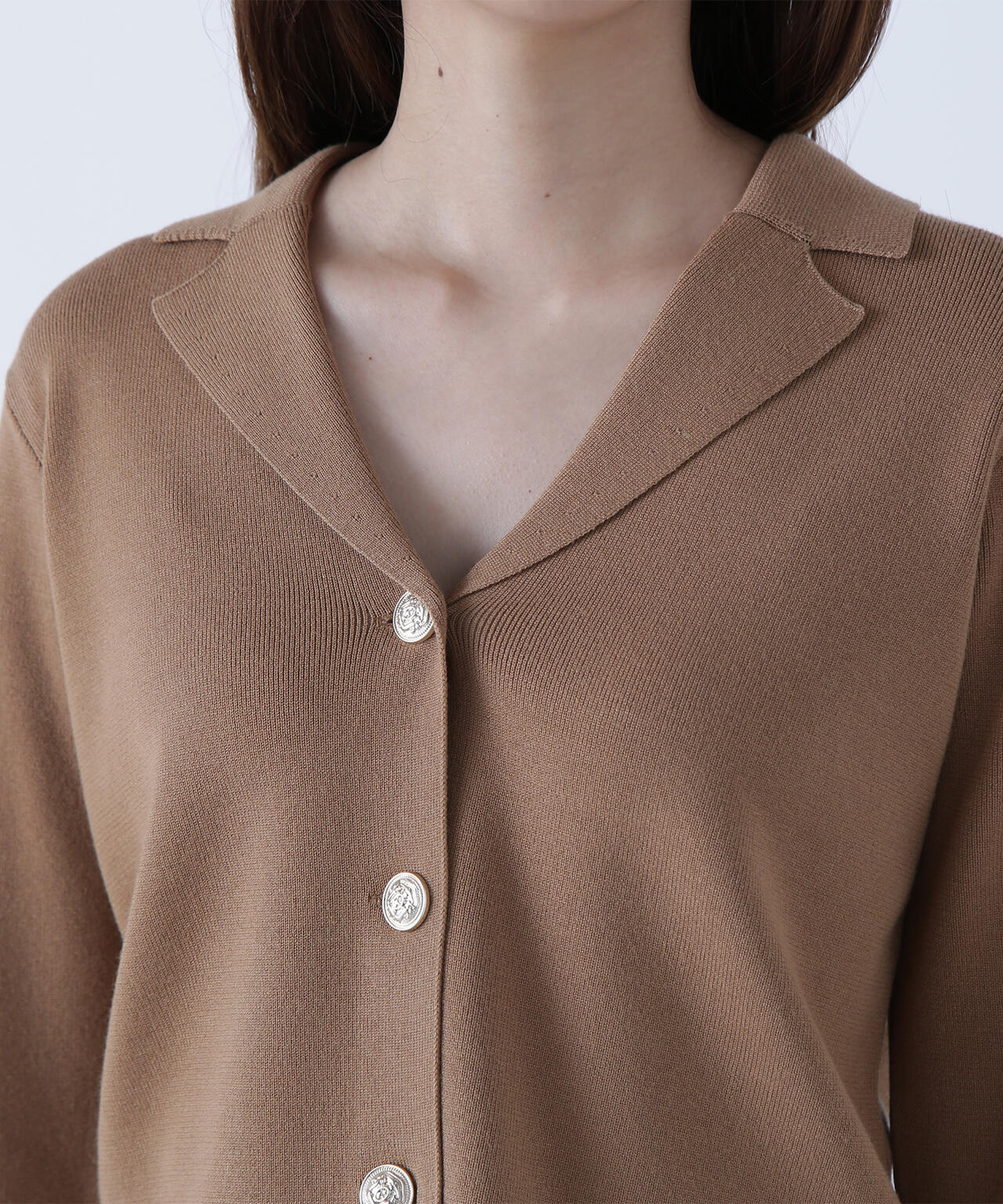 襟付きメタルボタンニットジャケット