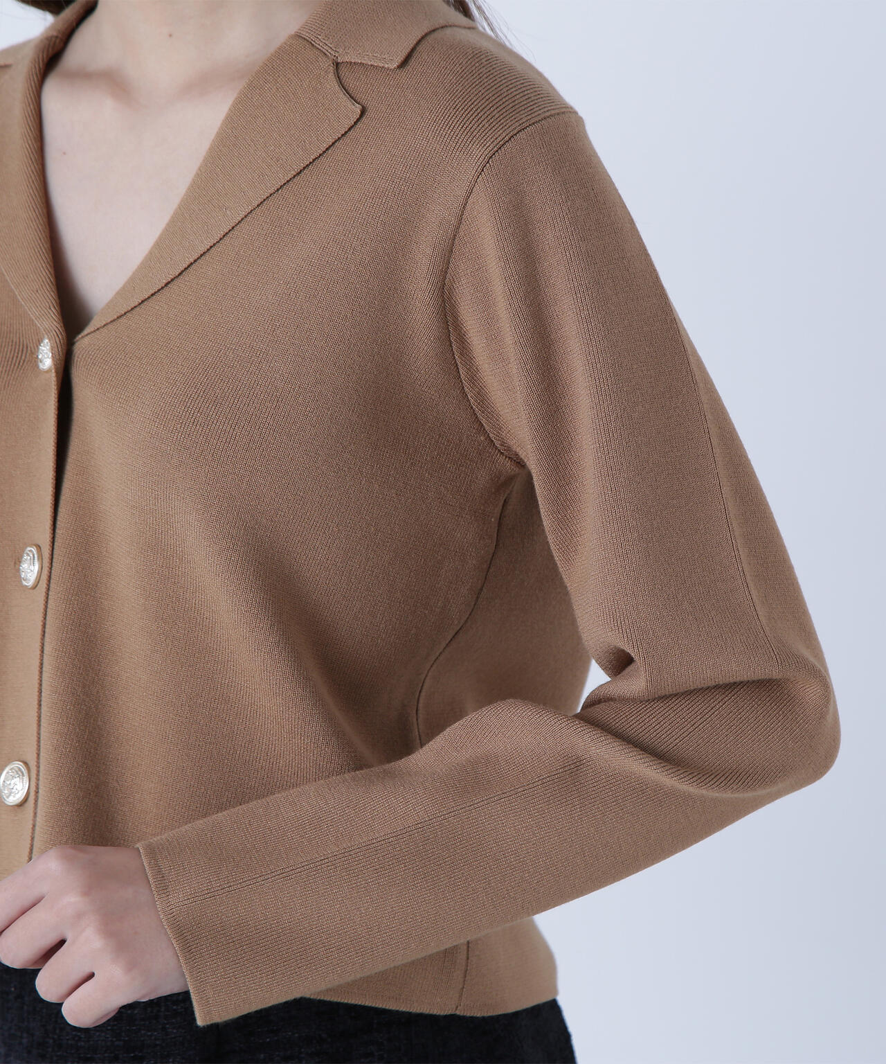 襟付きメタルボタンニットジャケット