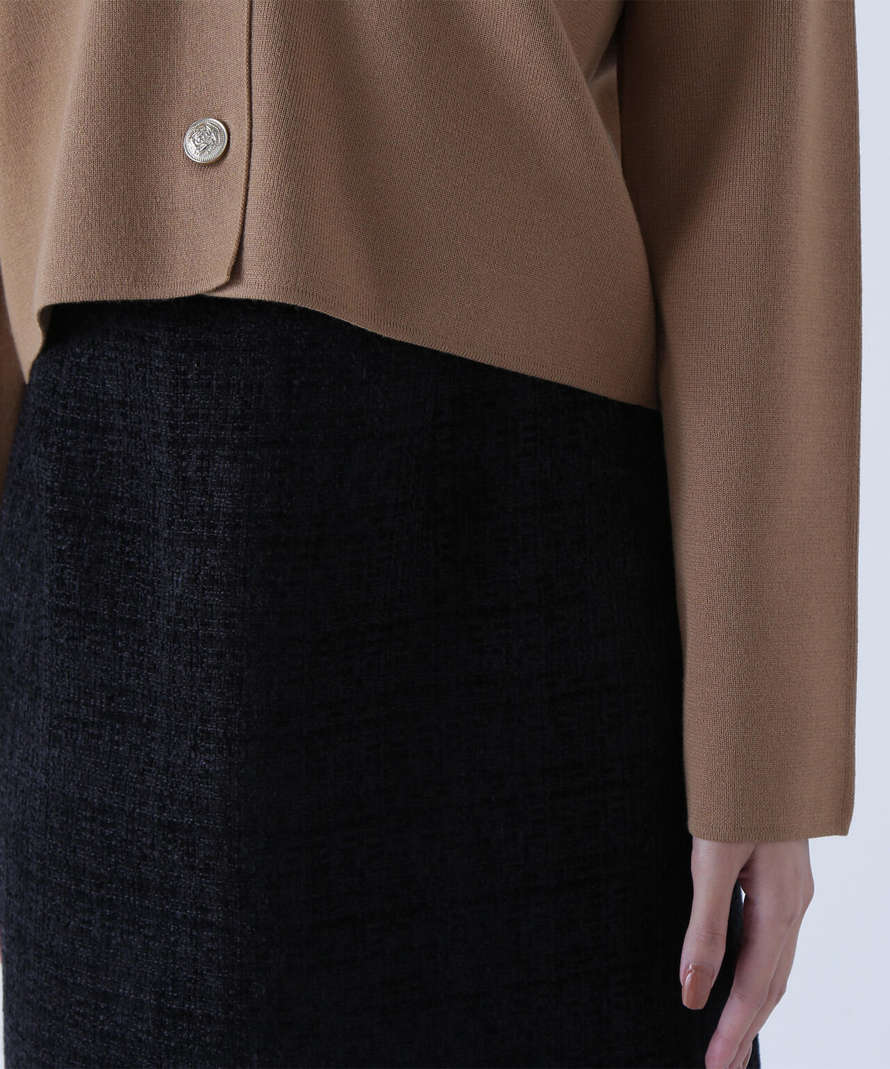 襟付きメタルボタンニットジャケット