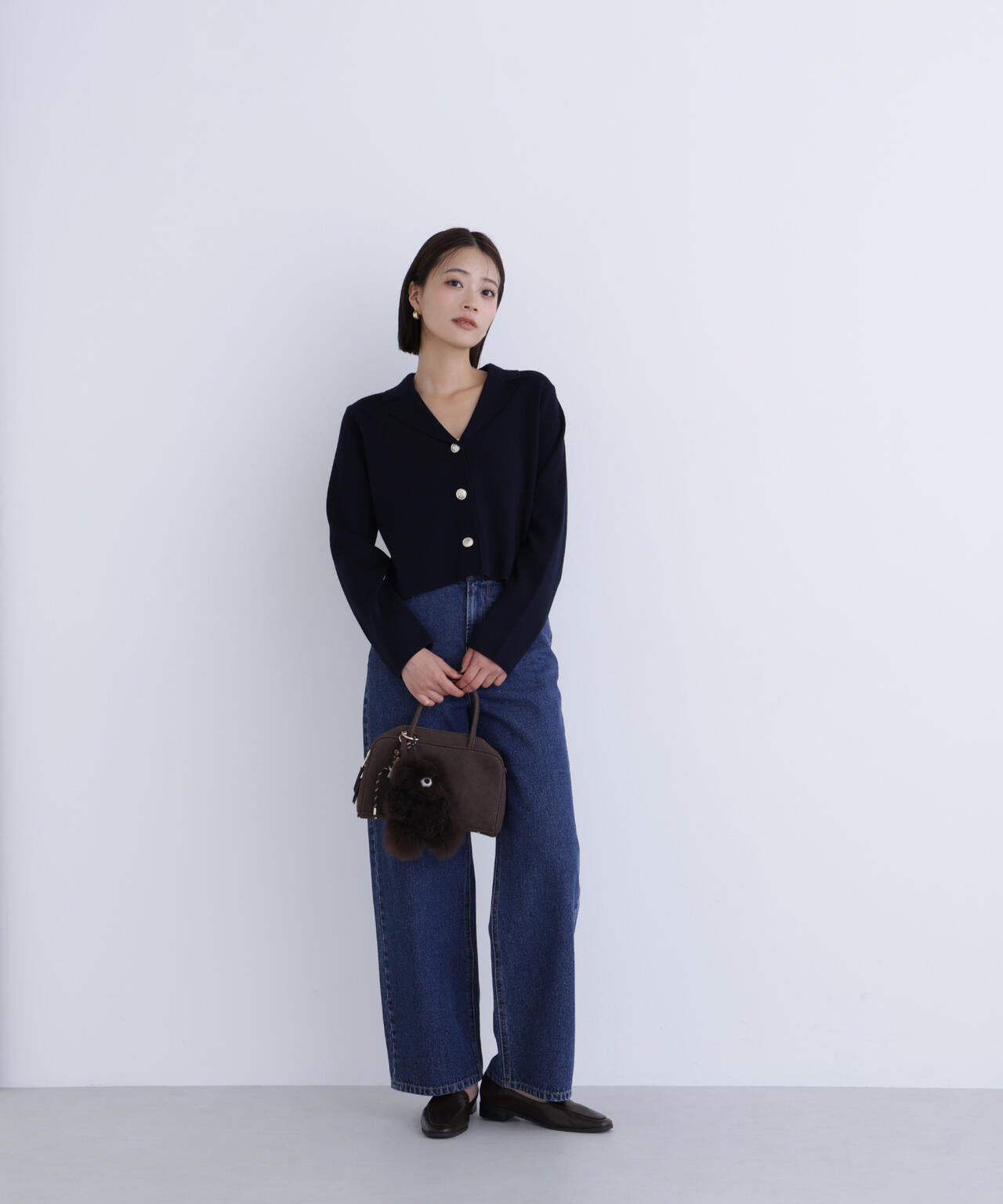 襟付きメタルボタンニットジャケット