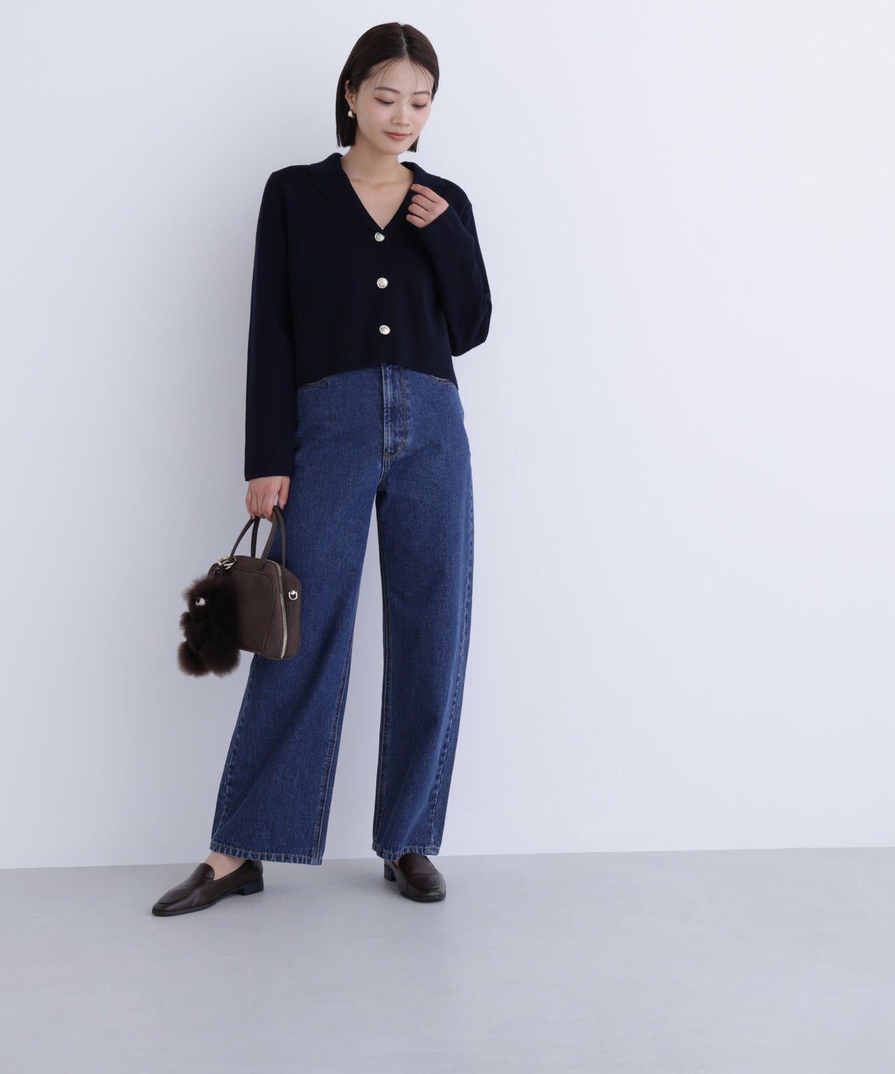 襟付きメタルボタンニットジャケット