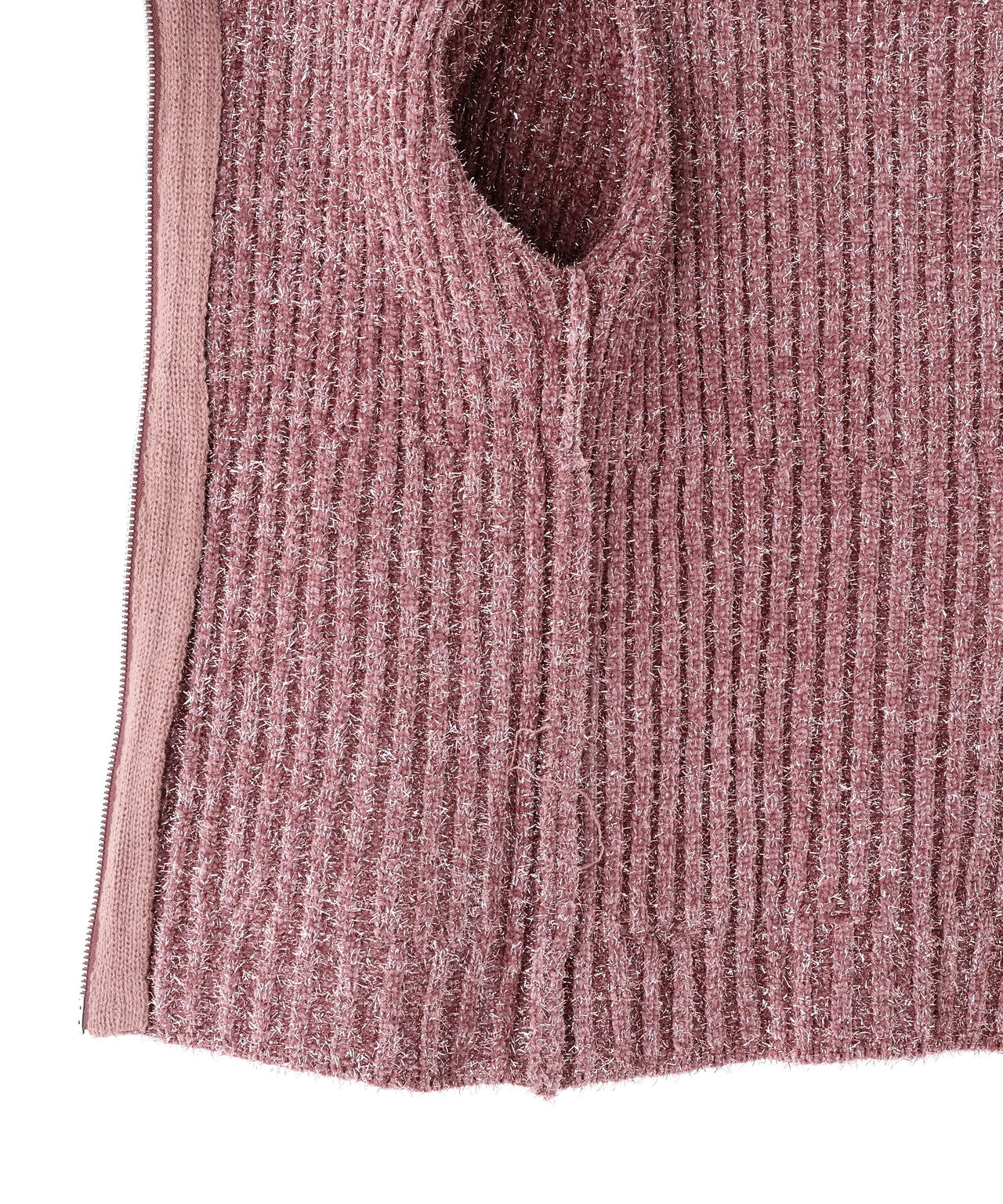 ラメシャギージップニット