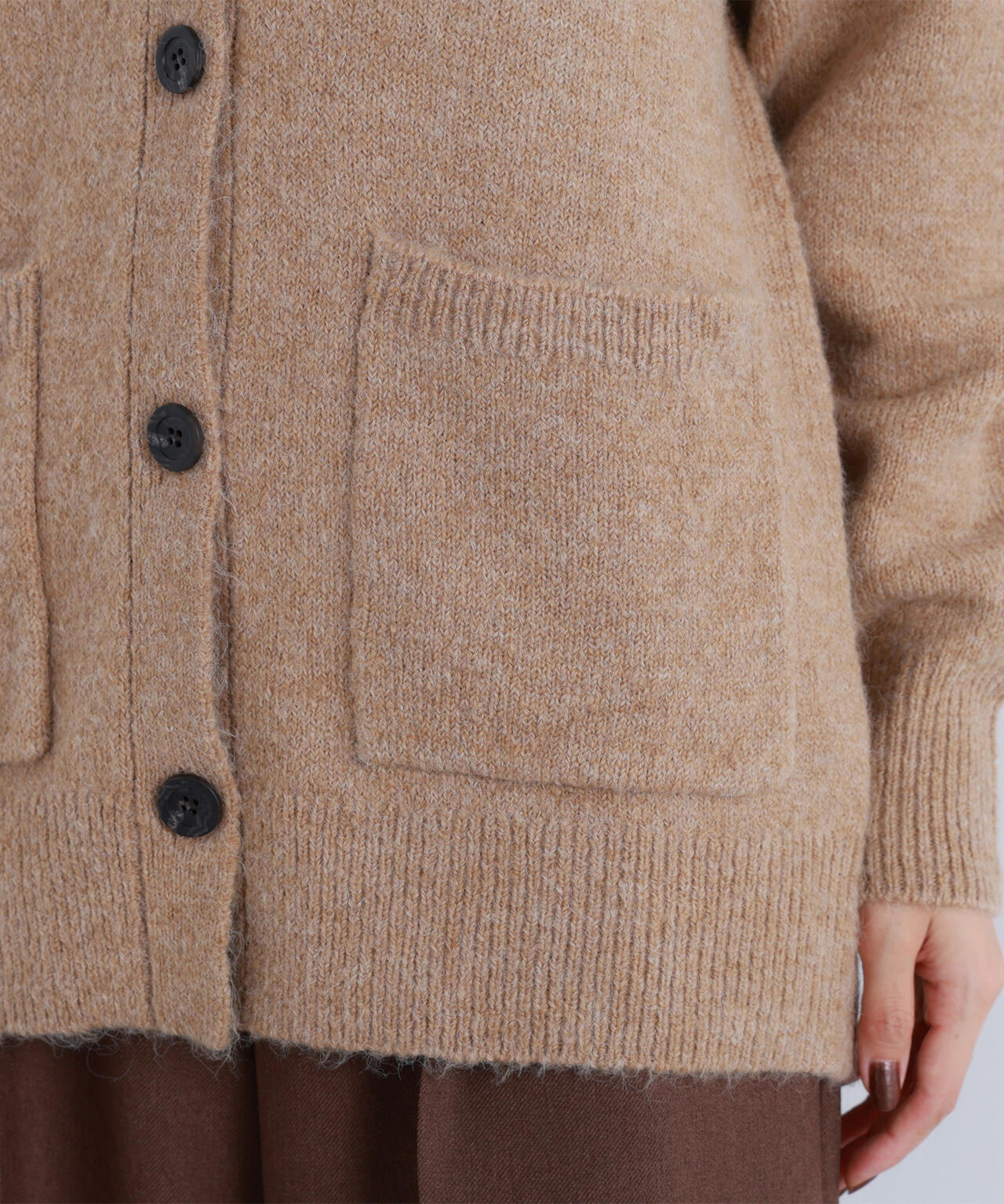 【BLANC】フェイクファー付ボクシーカーディガン