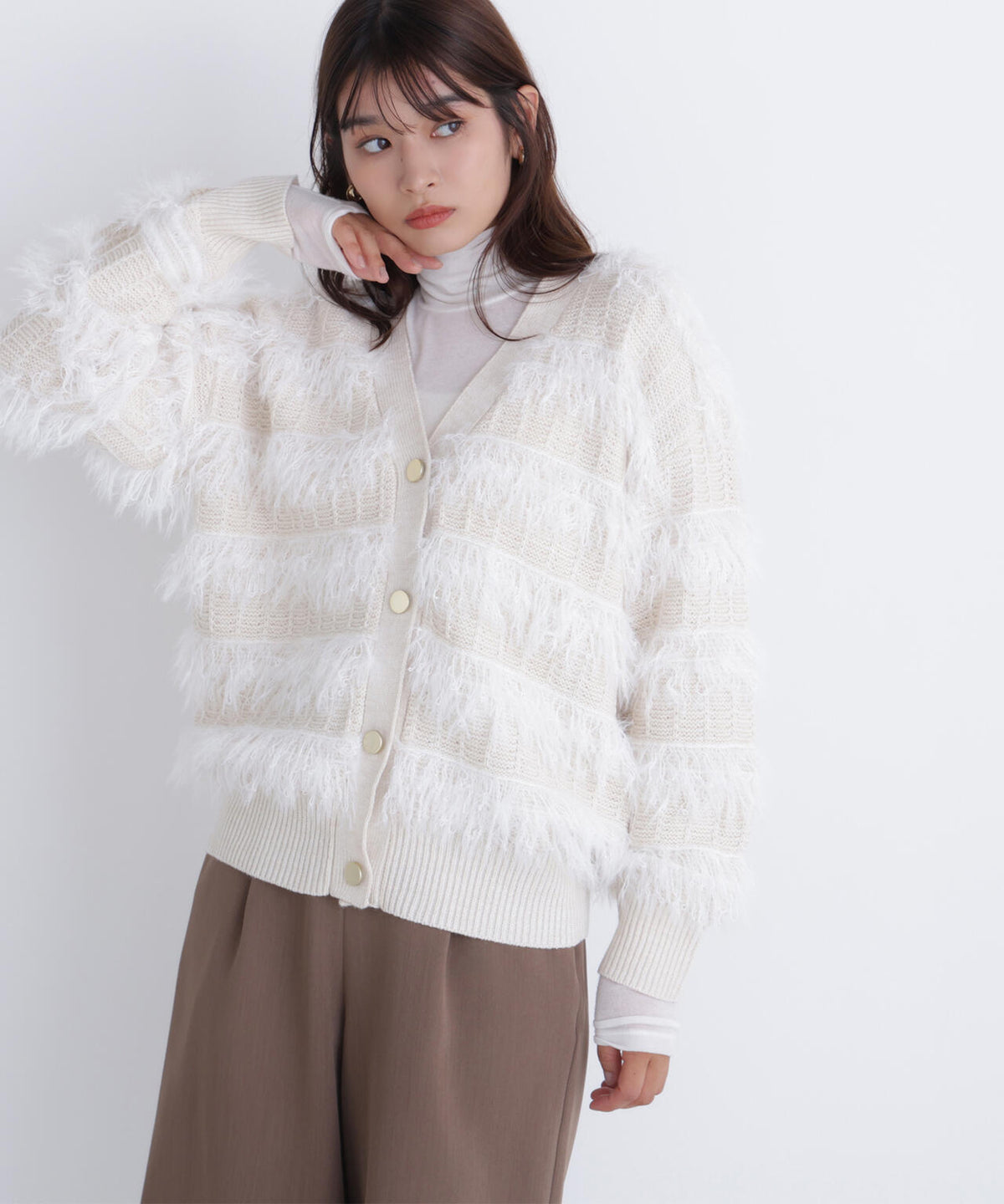 フリンジボーダーカーディガン