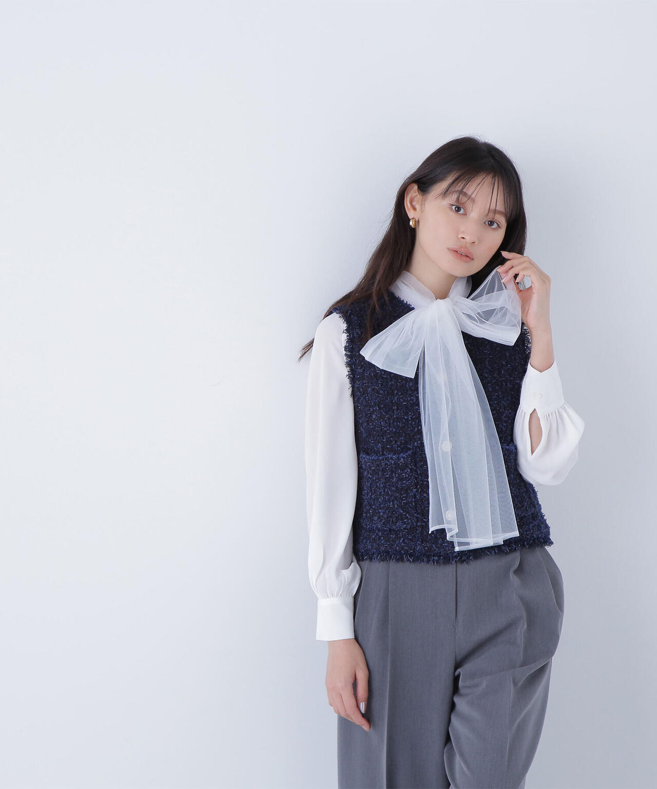 ツイーディーニットジレ