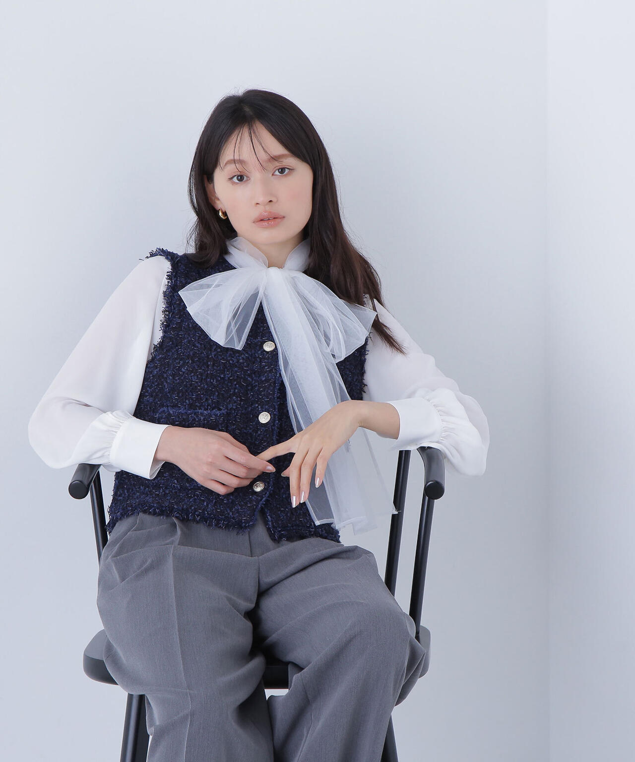 ツイーディーニットジレ