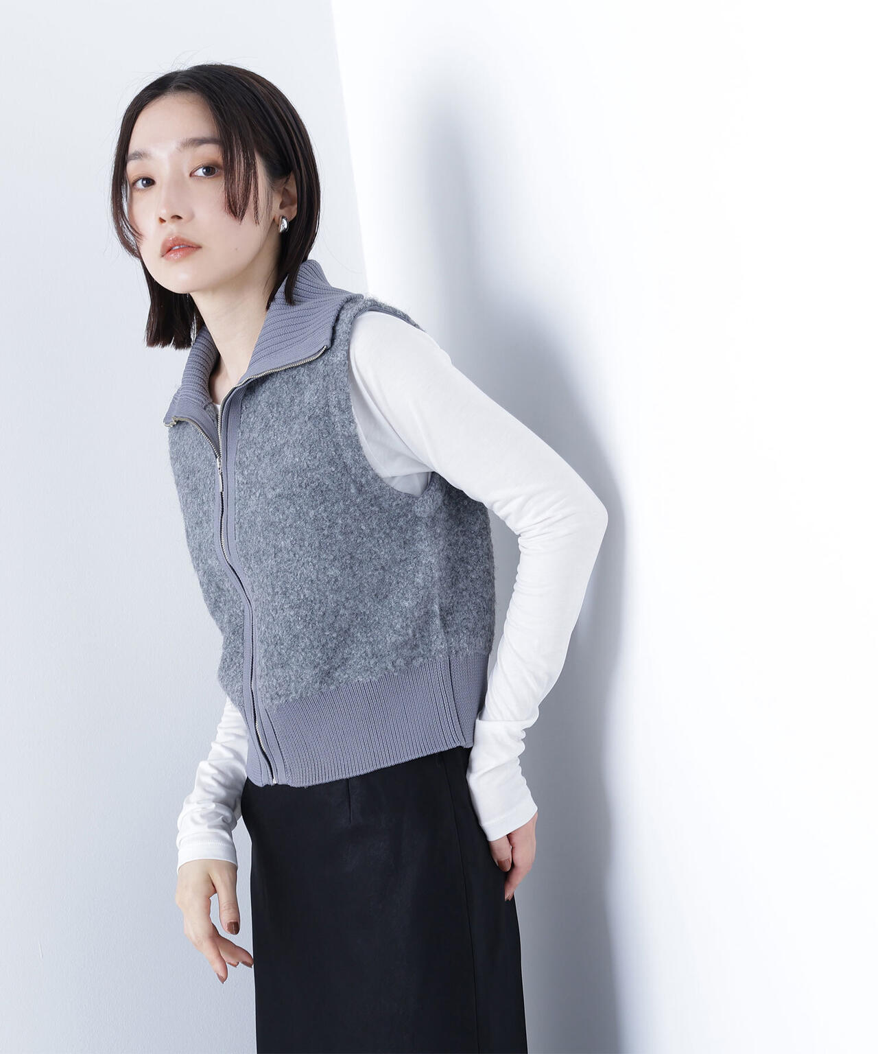 ブークレジップニットベスト