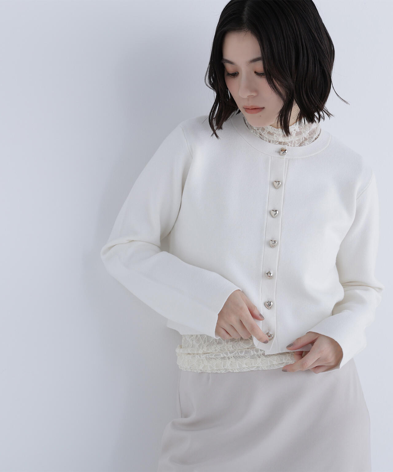 ハートボタンニットジャケット