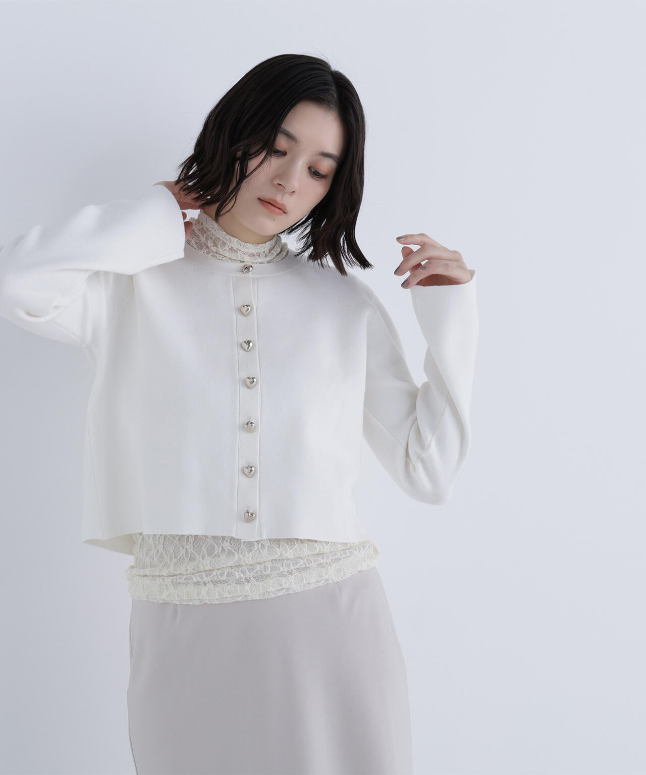 ハートボタンニットジャケット