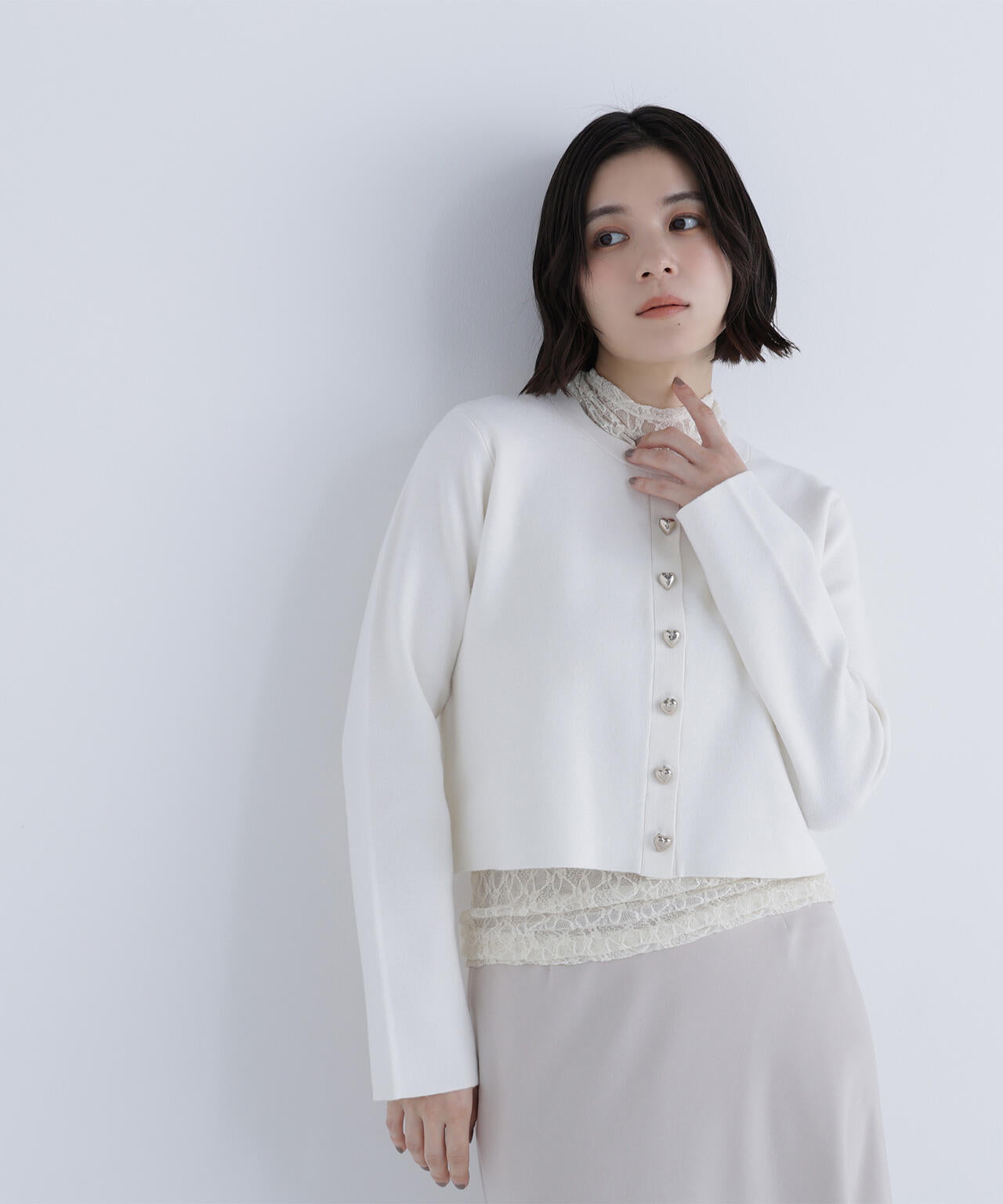 ハートボタンニットジャケット