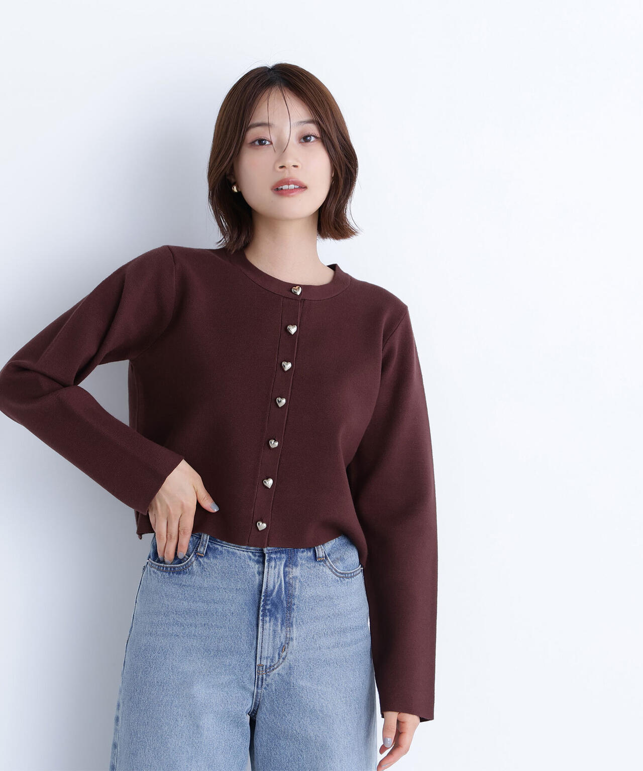 ハートボタンニットジャケット