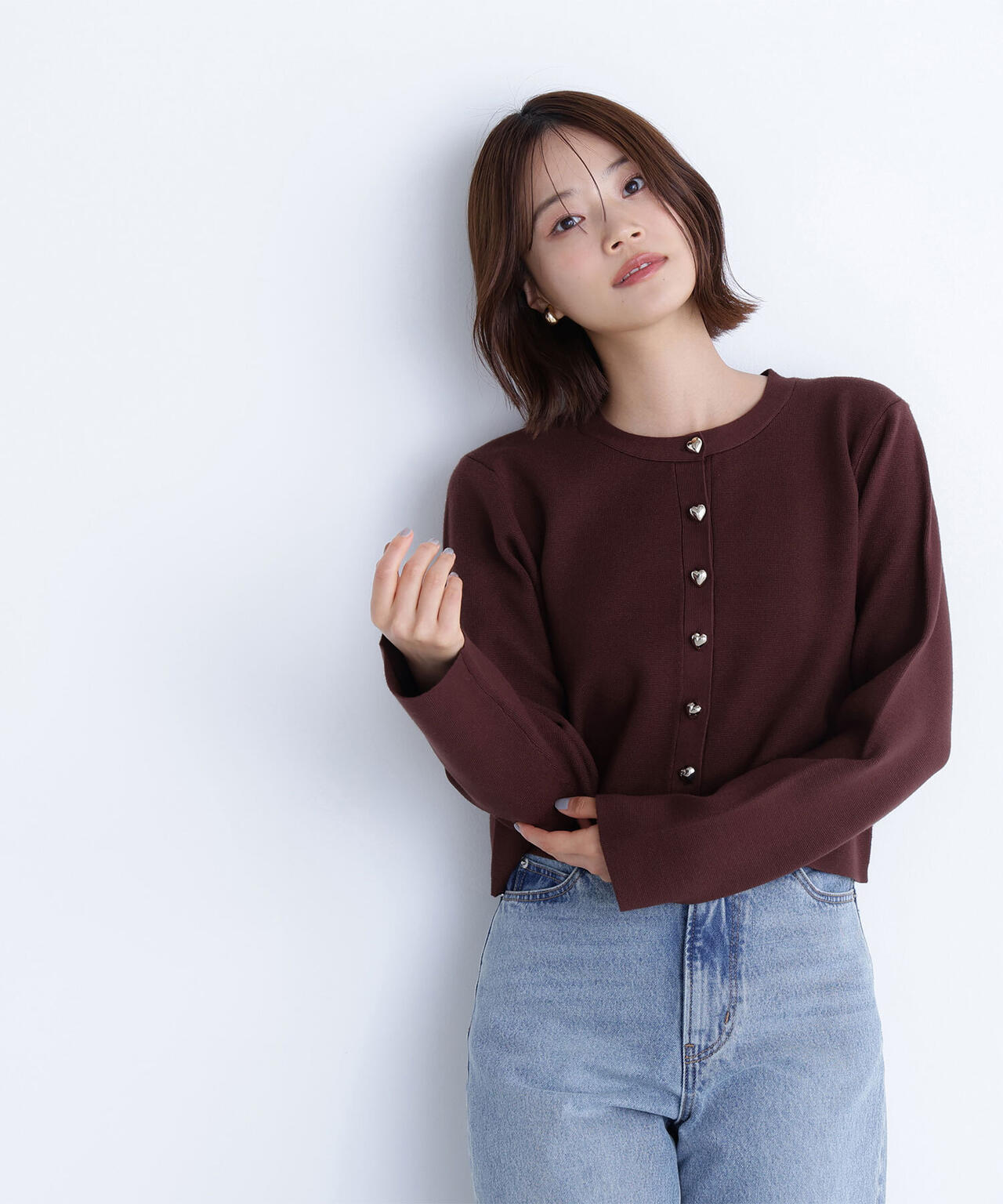 ハートボタンニットジャケット