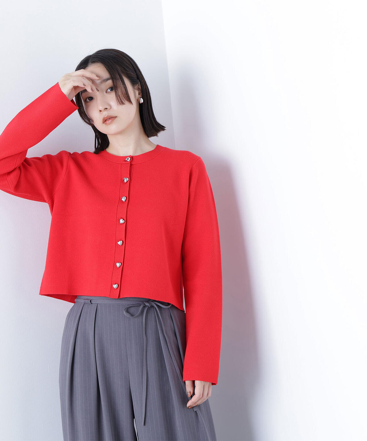 ハートボタンニットジャケット