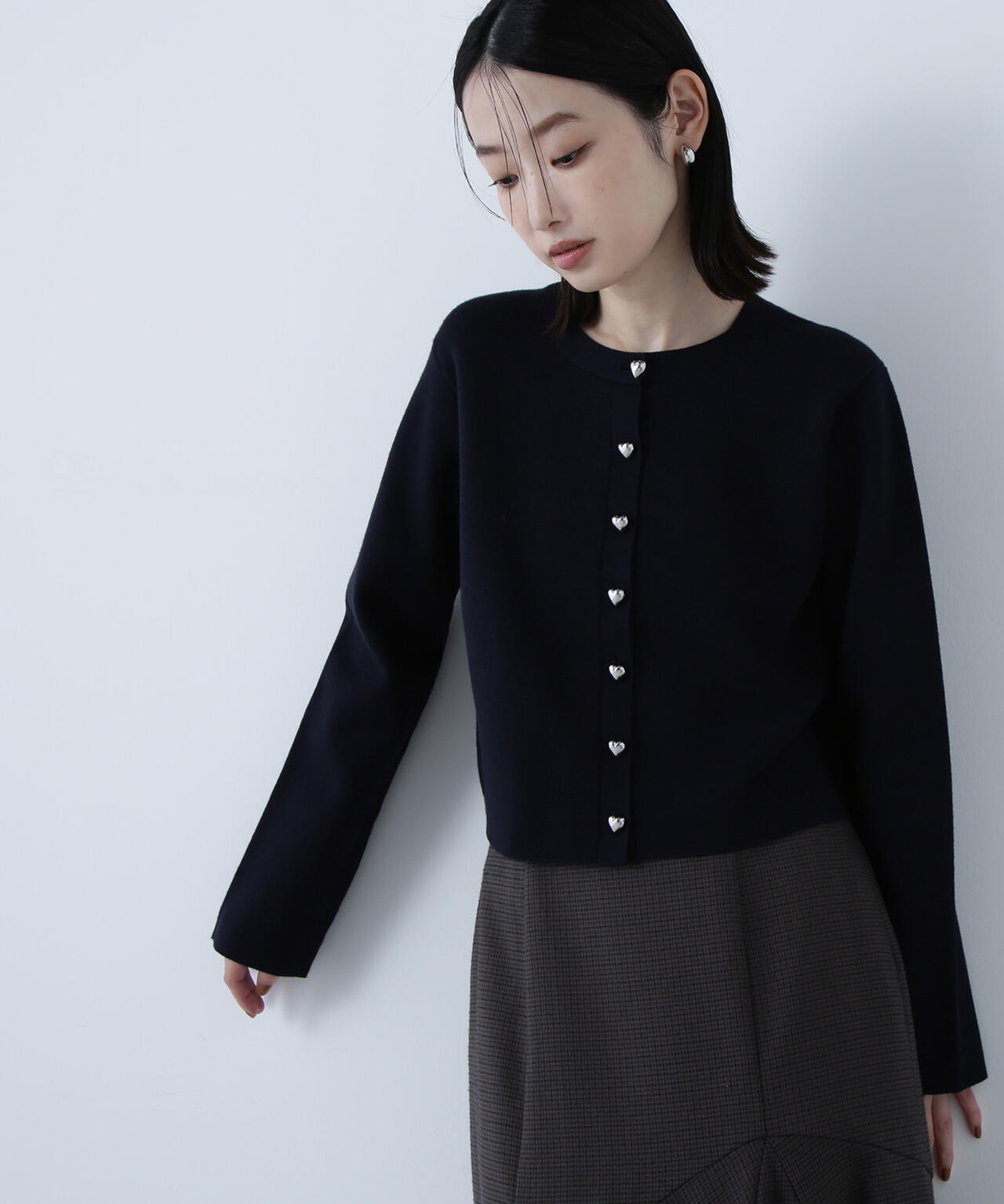 ハートボタンニットジャケット