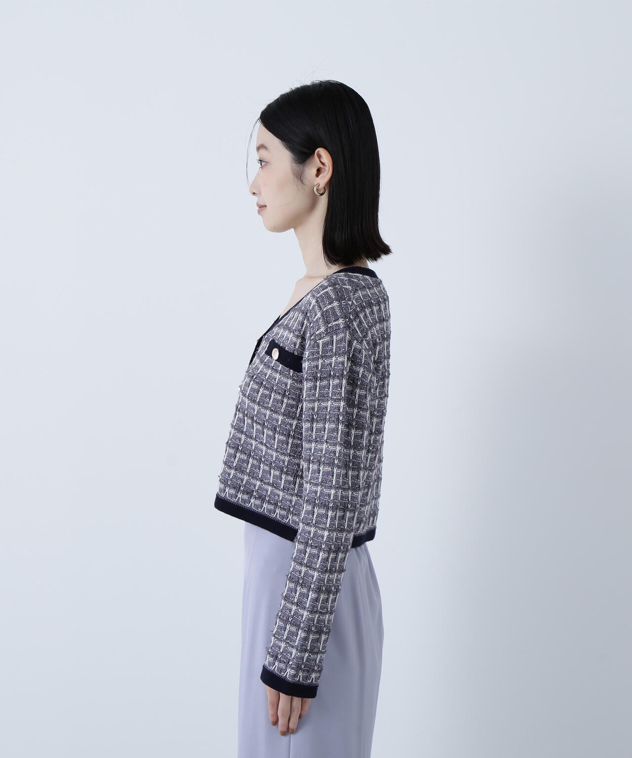 ツイードVネックカーディガン