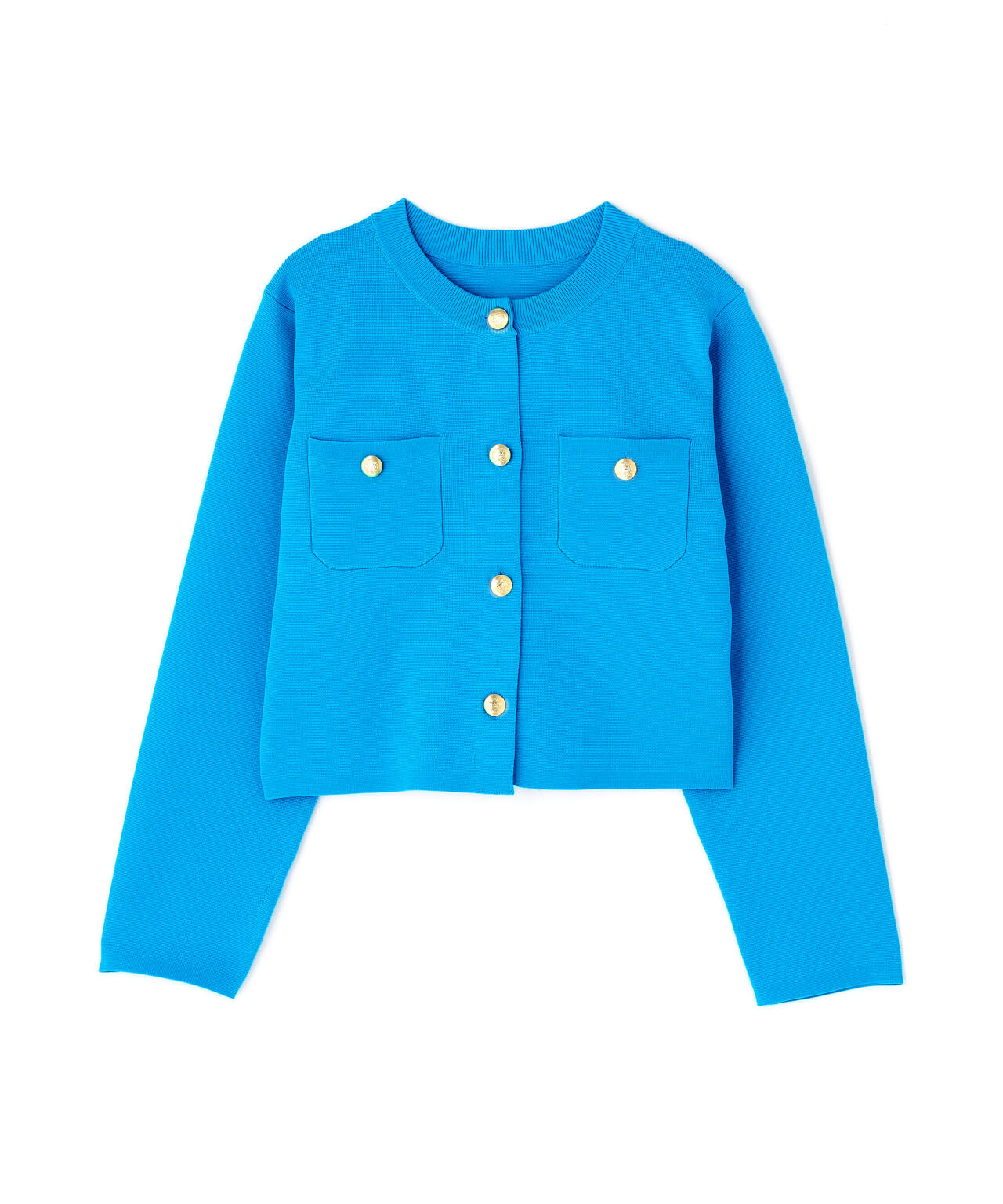 エンブレムボタンニットジャケット