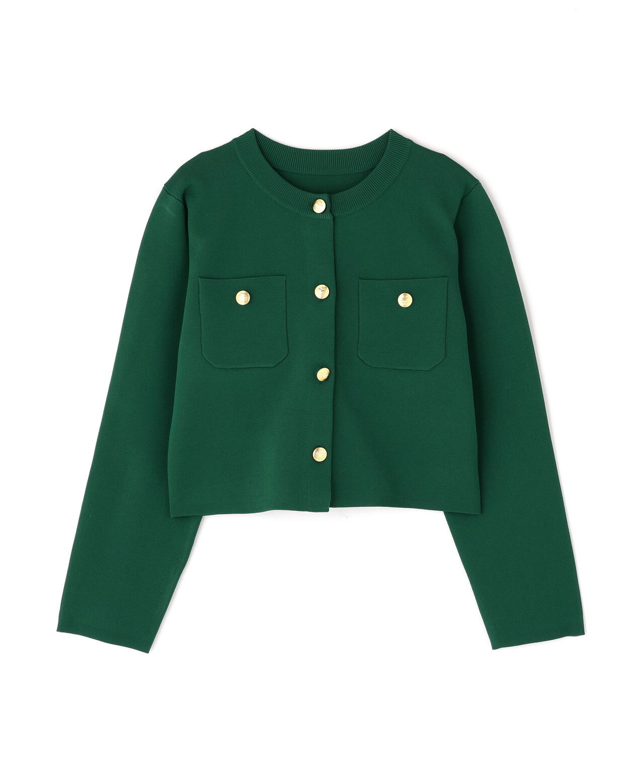 【横浜ジョイナス・mix.tokyo 限定カラー:ダークグリーン】エンブレムボタンニットジャケット