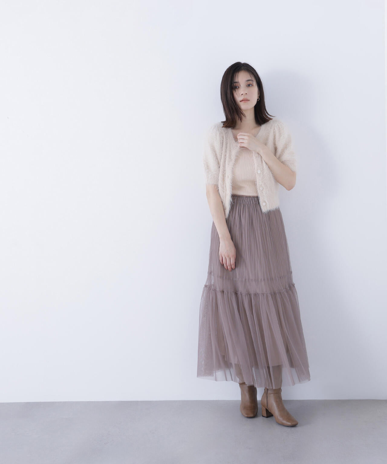 ハーフスリーブシャギーアンサンブル