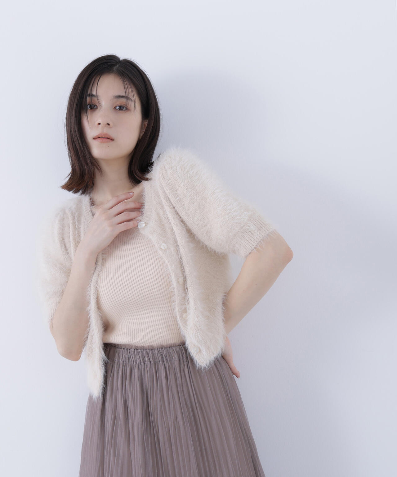 ハーフスリーブシャギーアンサンブル