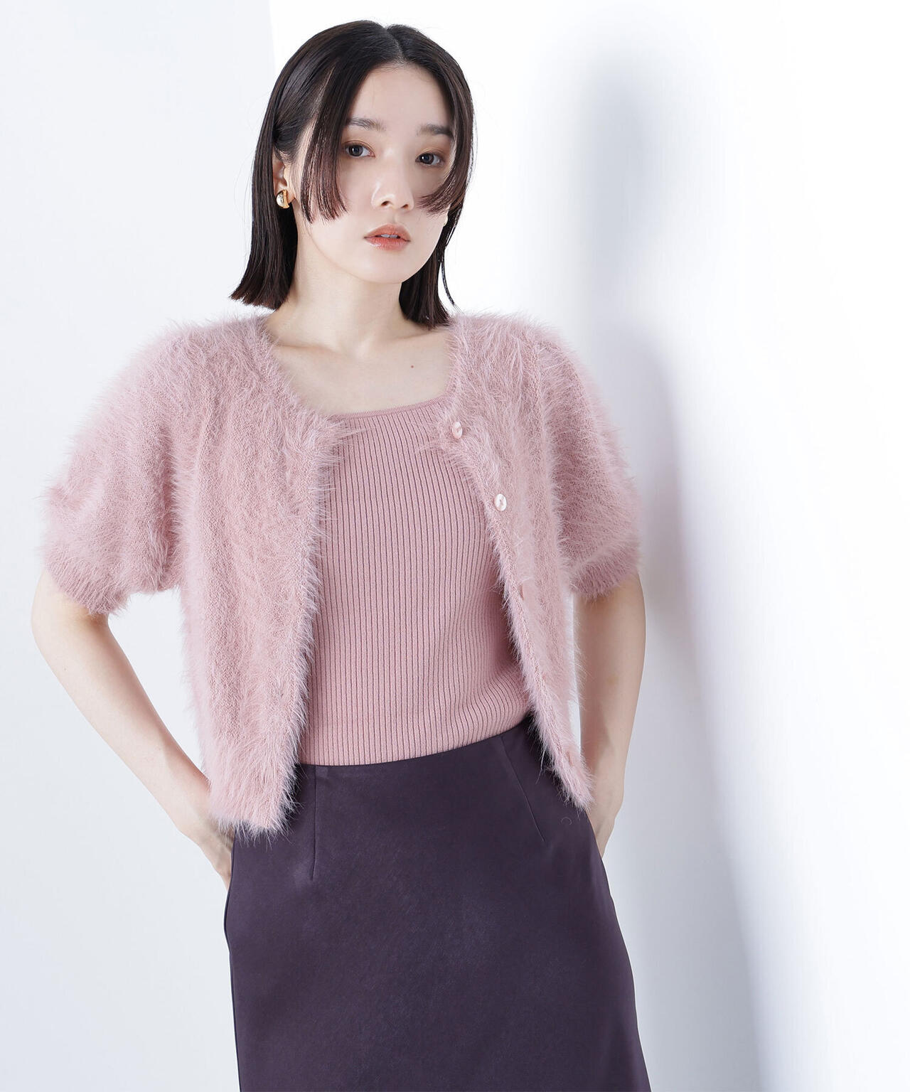 ハーフスリーブシャギーアンサンブル