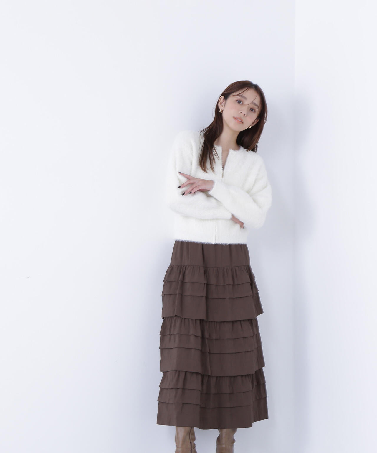 ヘアリージップカーディガン