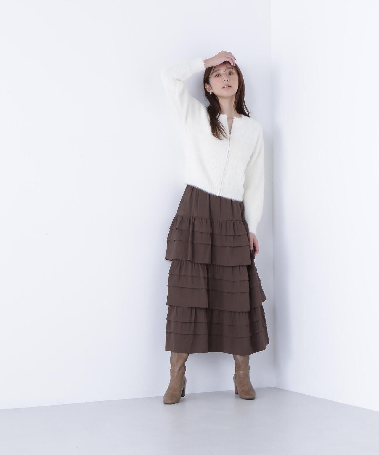 ヘアリージップカーディガン