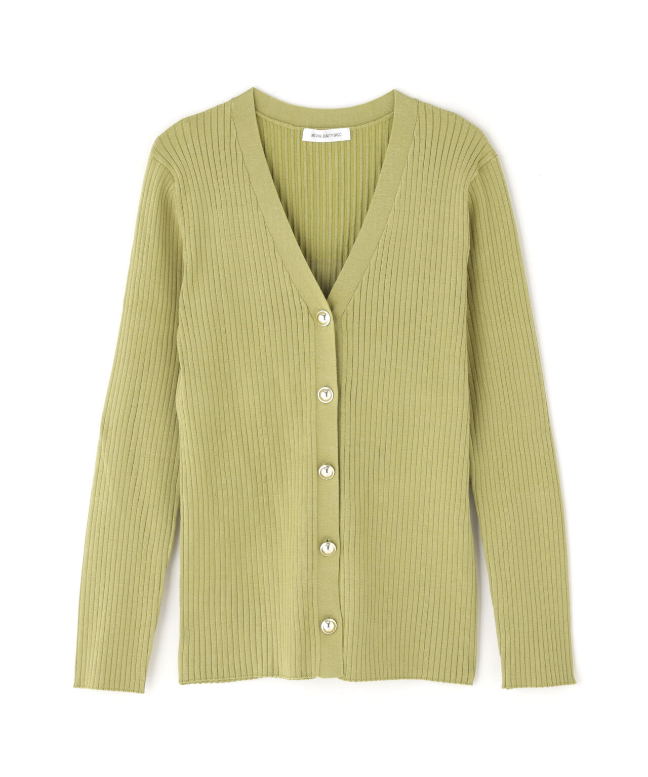 ゴールドボタンリブカーディガン