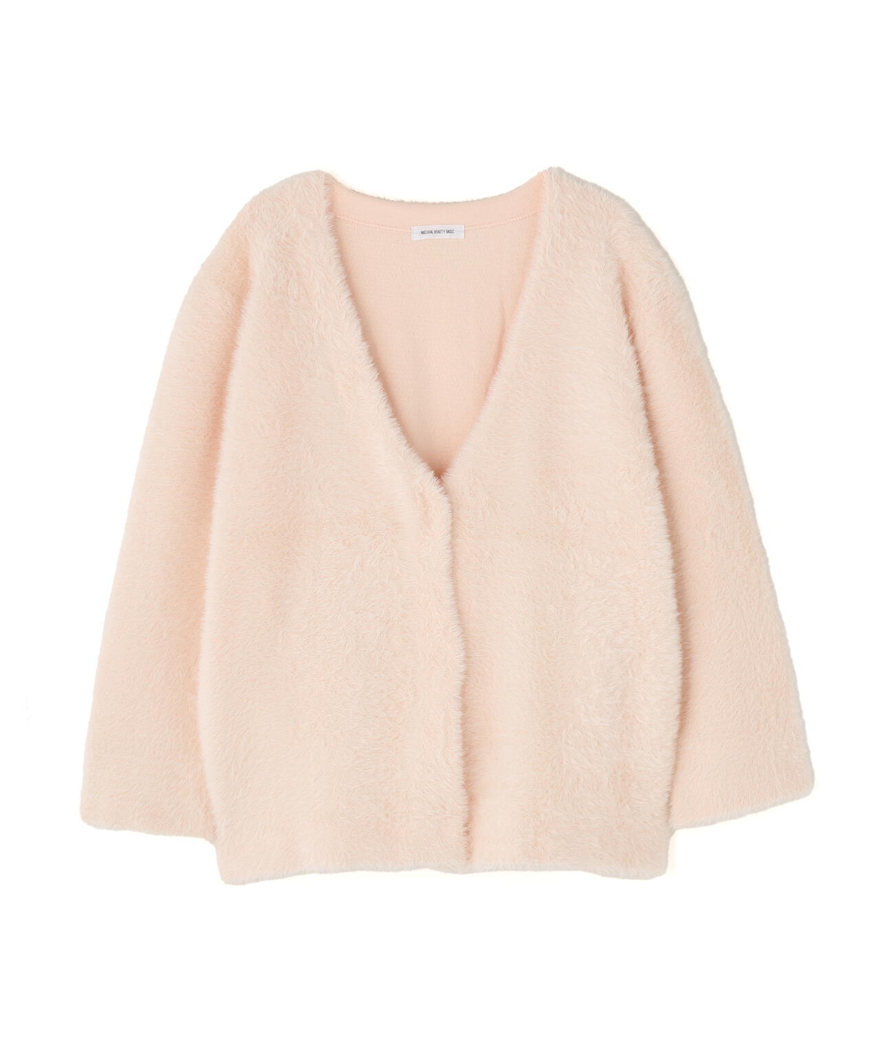 Vネックシャギー接結コーディガン