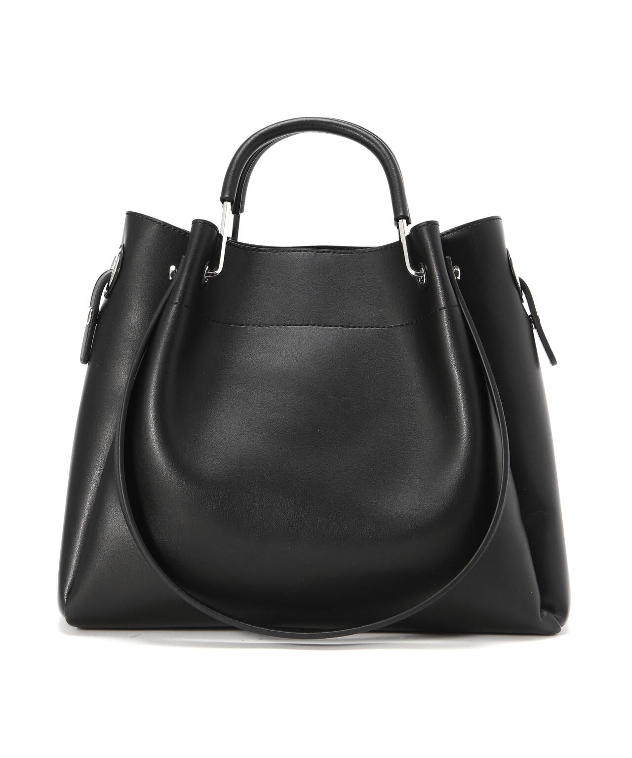 メタルハンドルタックショルダーバッグ