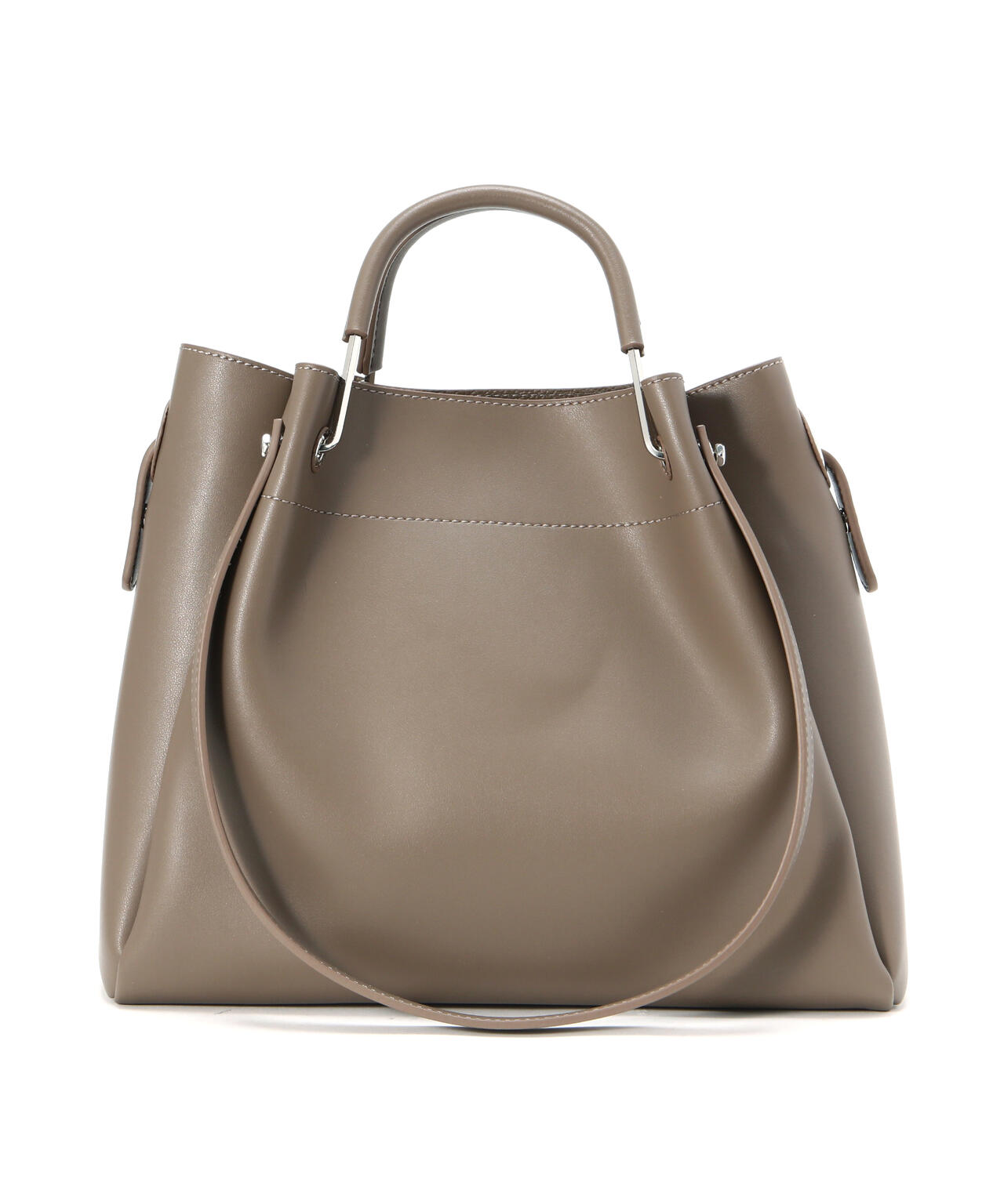 メタルハンドルタックショルダーバッグ