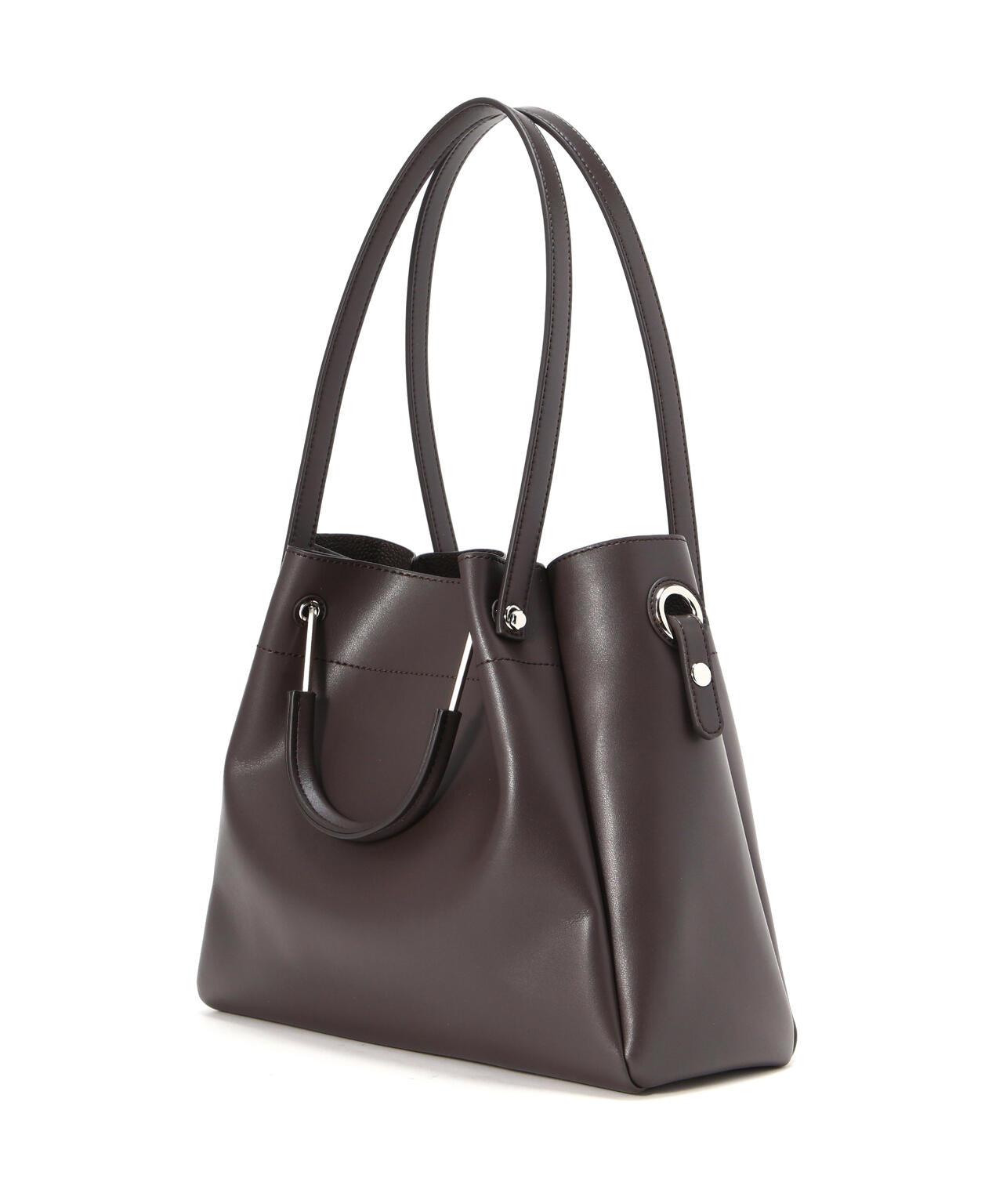 メタルハンドルタックショルダーバッグ