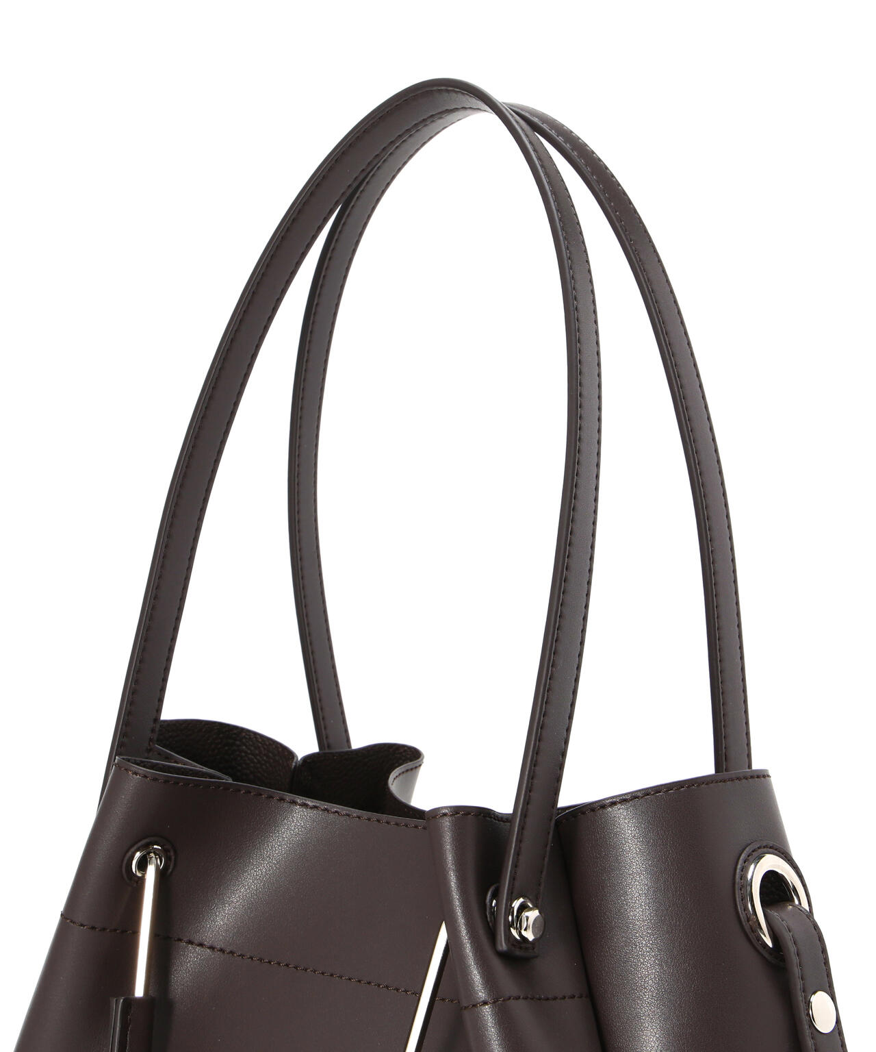 メタルハンドルタックショルダーバッグ