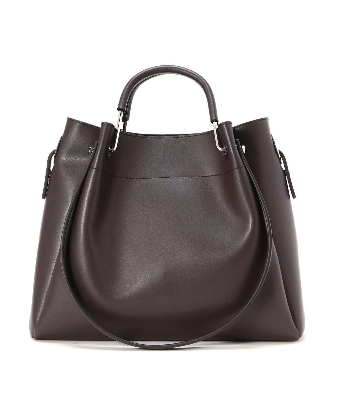 メタルハンドルタックショルダーバッグ