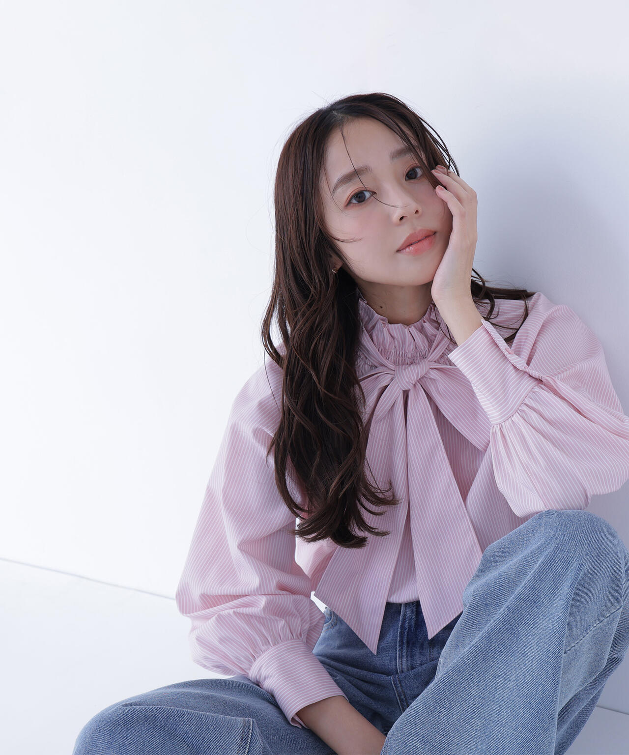 ハイネックリボンボウブラウス