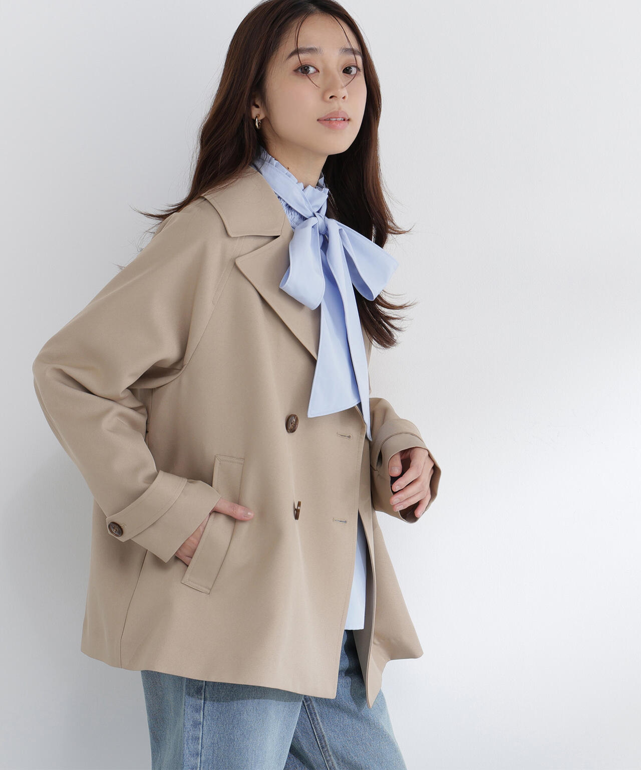 ハイネックリボンボウブラウス