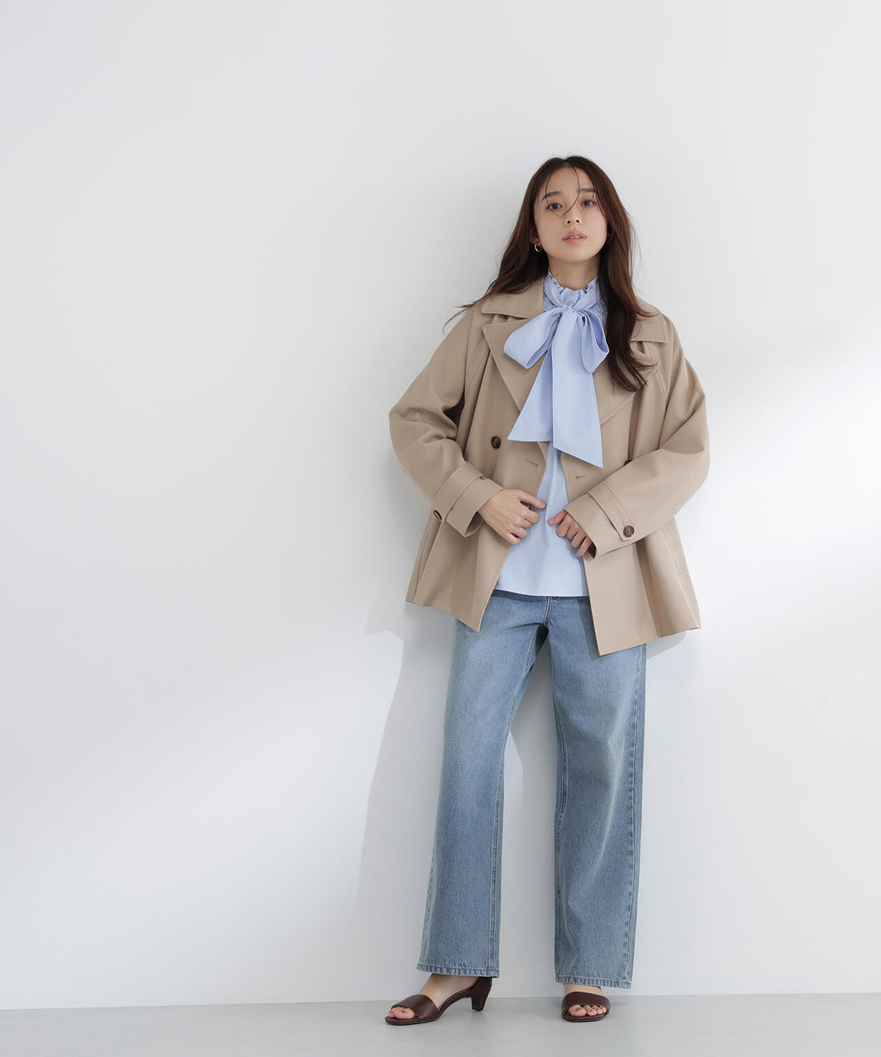 ハイネックリボンボウブラウス