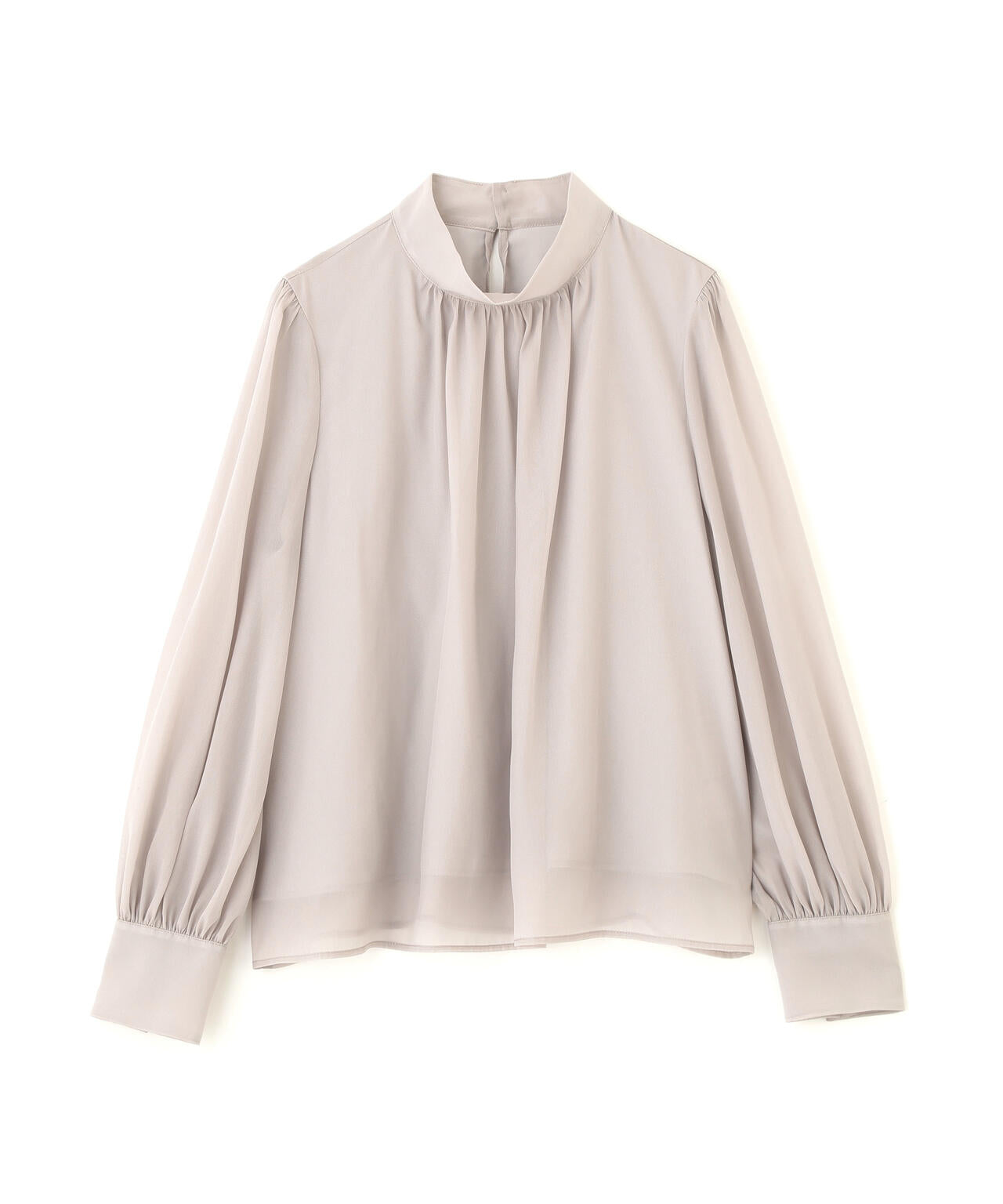 ハイネックボリュームシアーブラウス