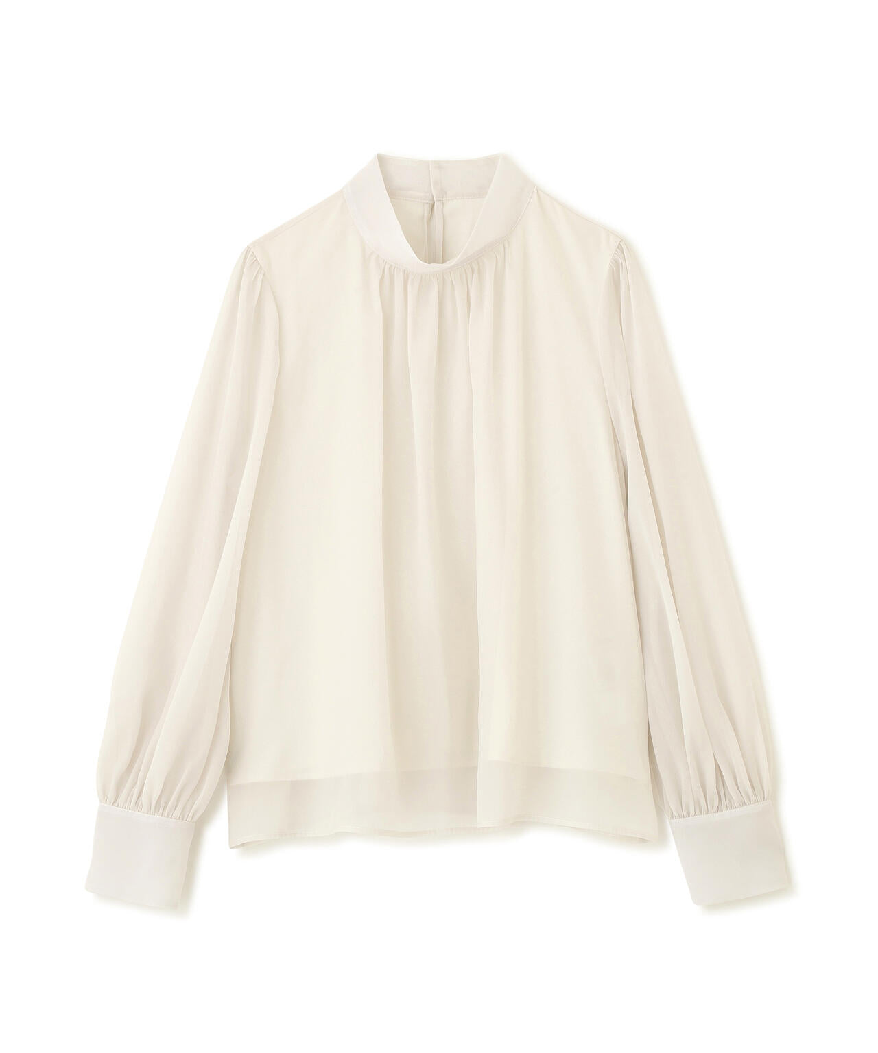 ハイネックボリュームシアーブラウス