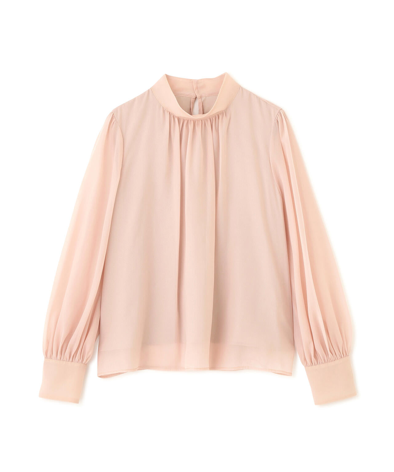 ハイネックボリュームシアーブラウス