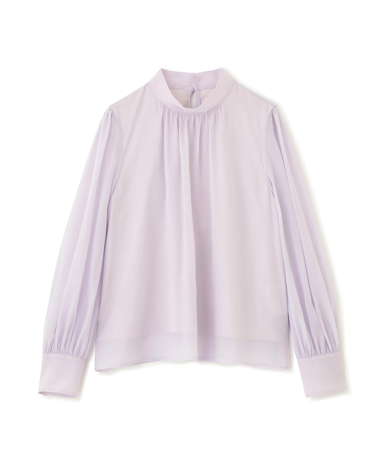 ハイネックボリュームシアーブラウス