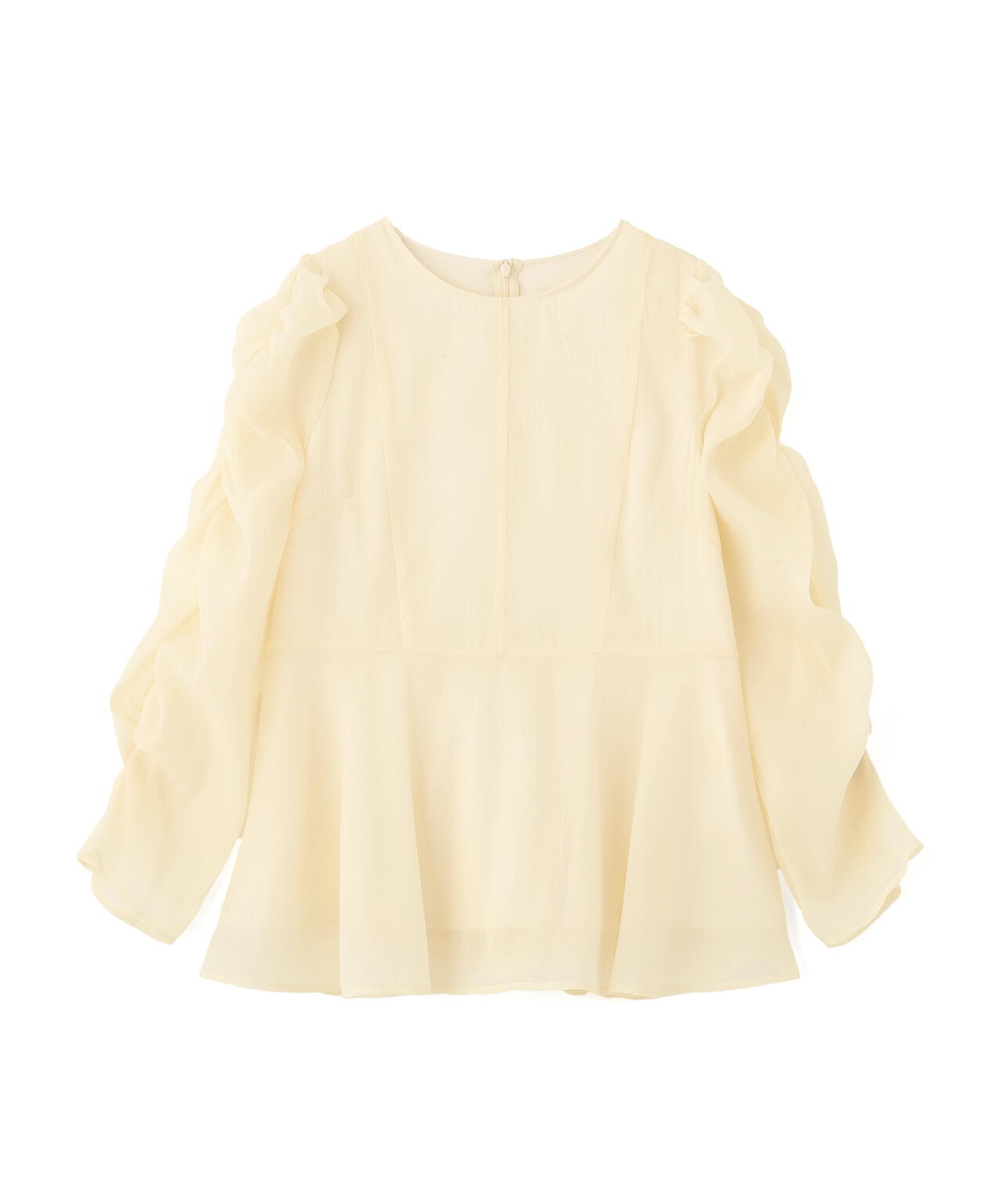 【一部店舗・mix.tokyo 限定カラー:ペールイエロー】シアーペプラムブラウス